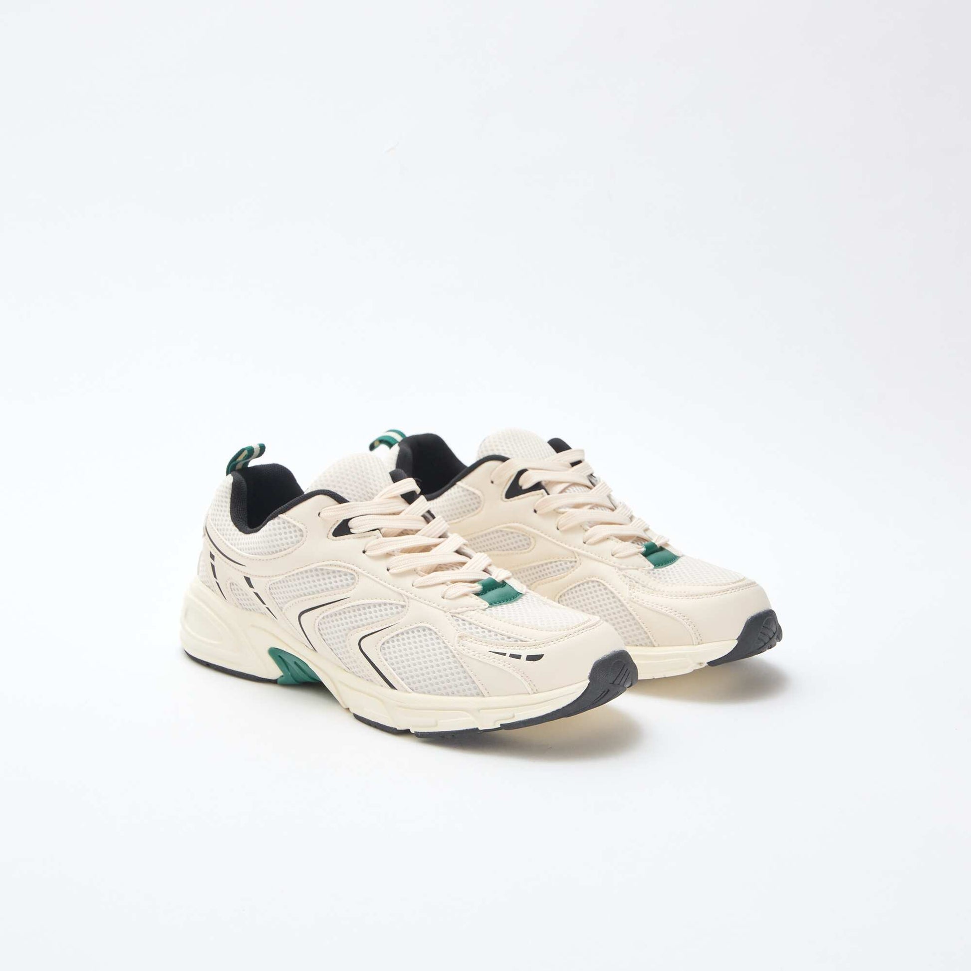 Baskets running en mesh et simili tricolore GRIS