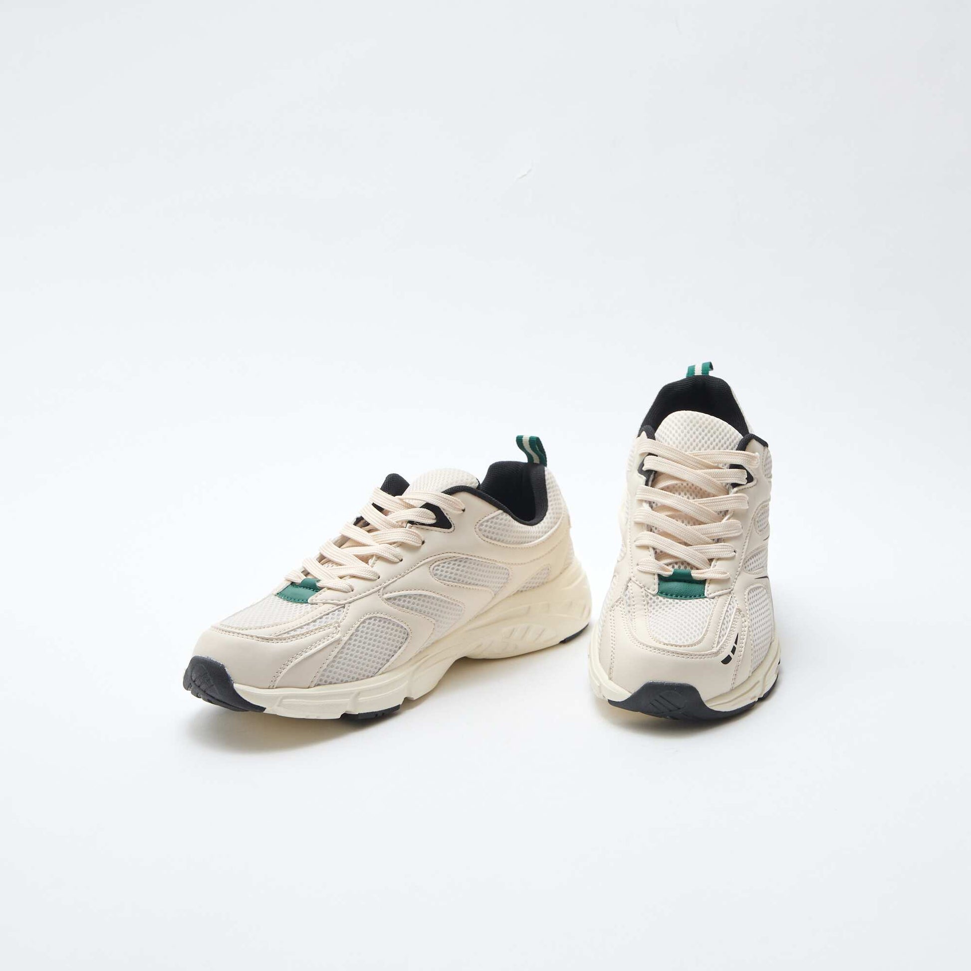 Baskets running en mesh et simili tricolore GRIS