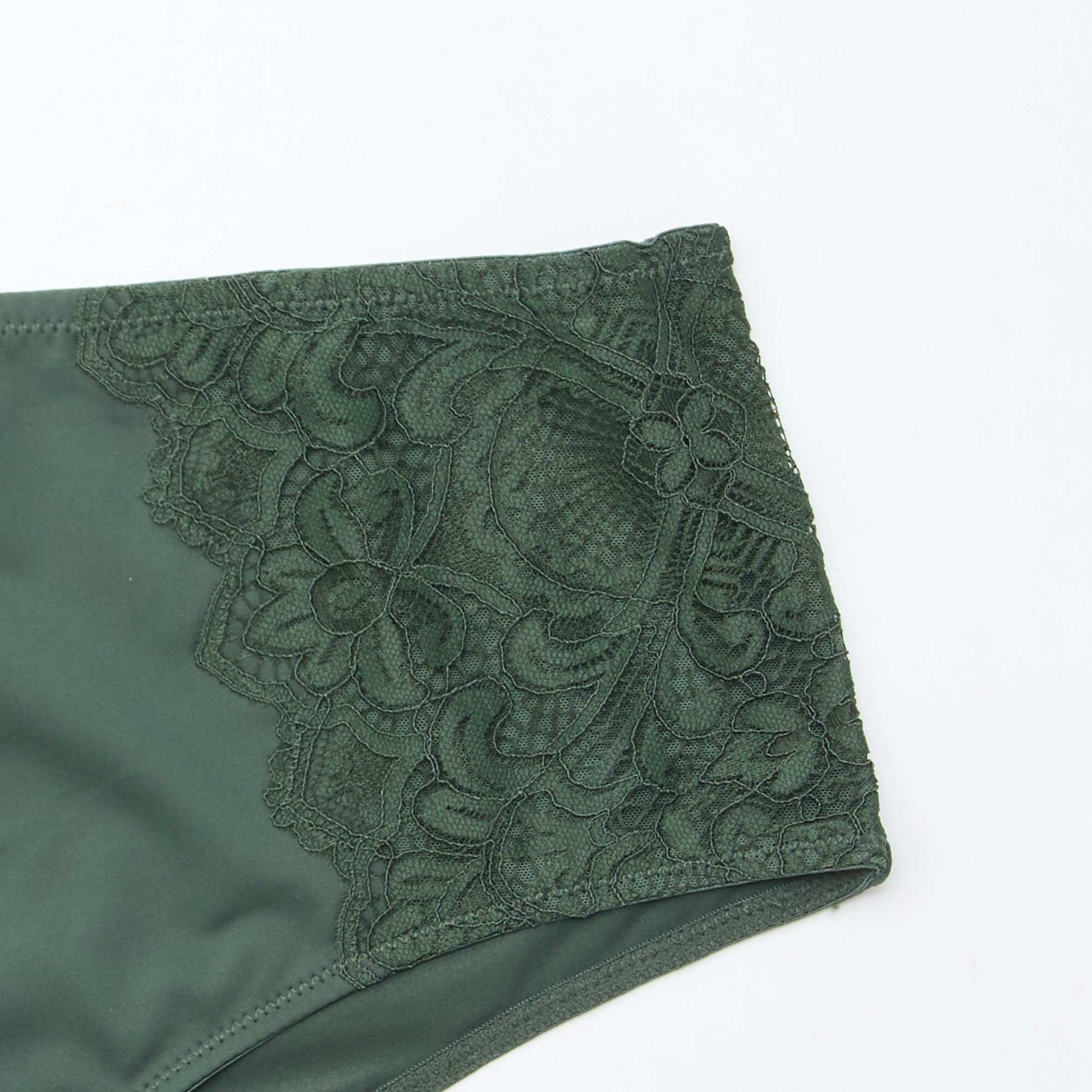 Culotte haute en microfibre et dentelle KAKI