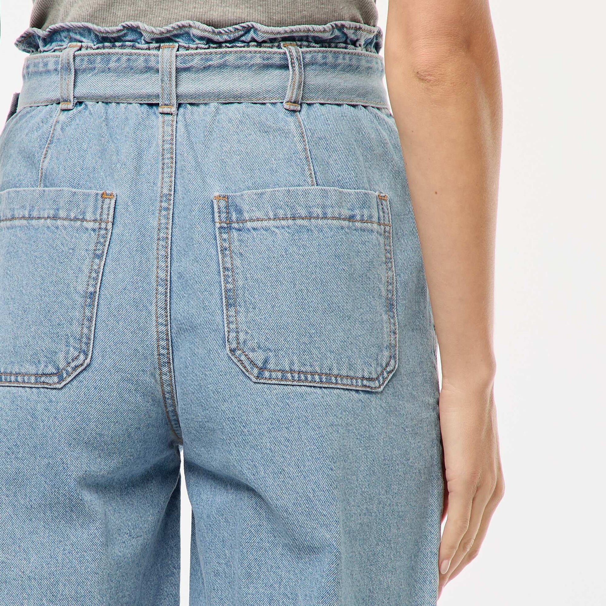 Short taille haute denim avec ceinture BLEU