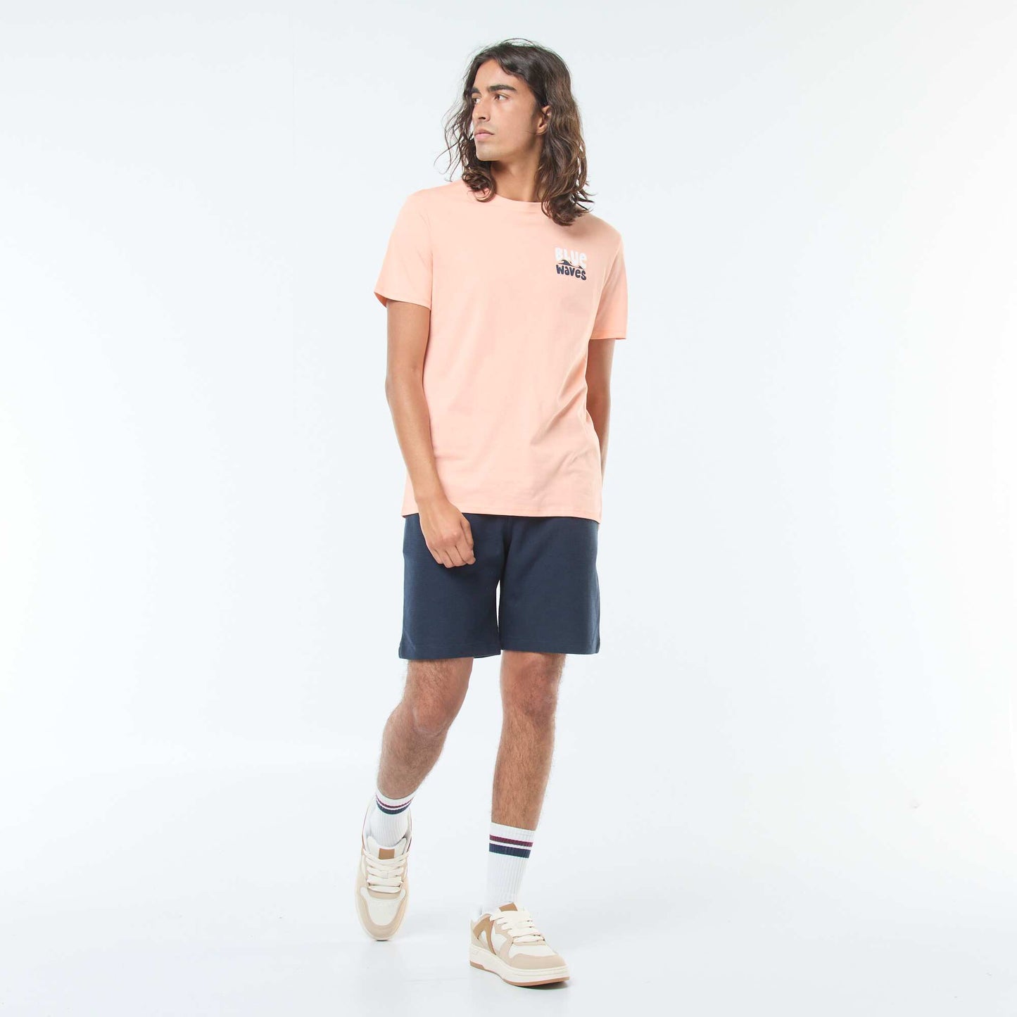 T-shirt manches courtes imprimé recto-verso 'Surf' ORANGE