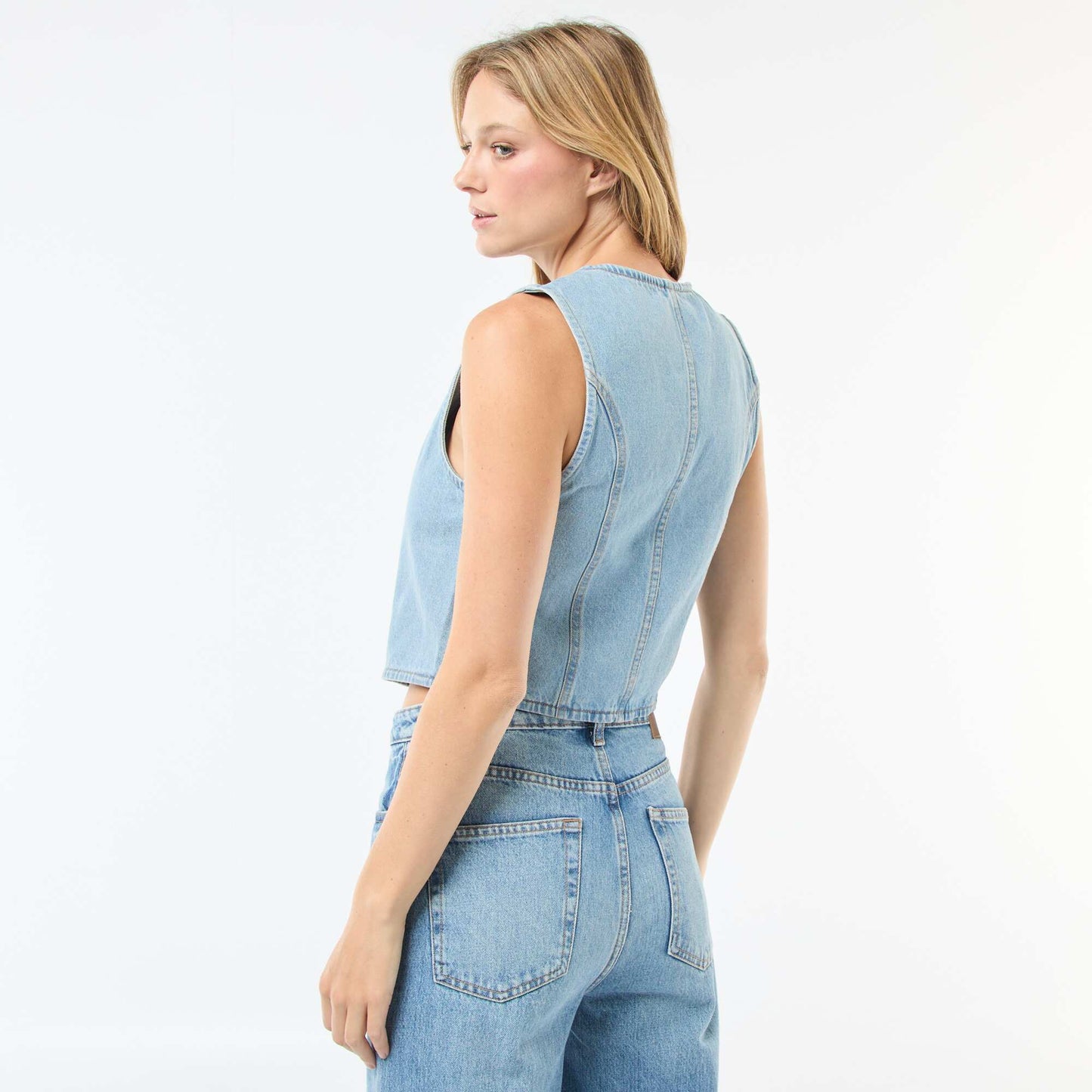 Gilet type costume en jean BLEU