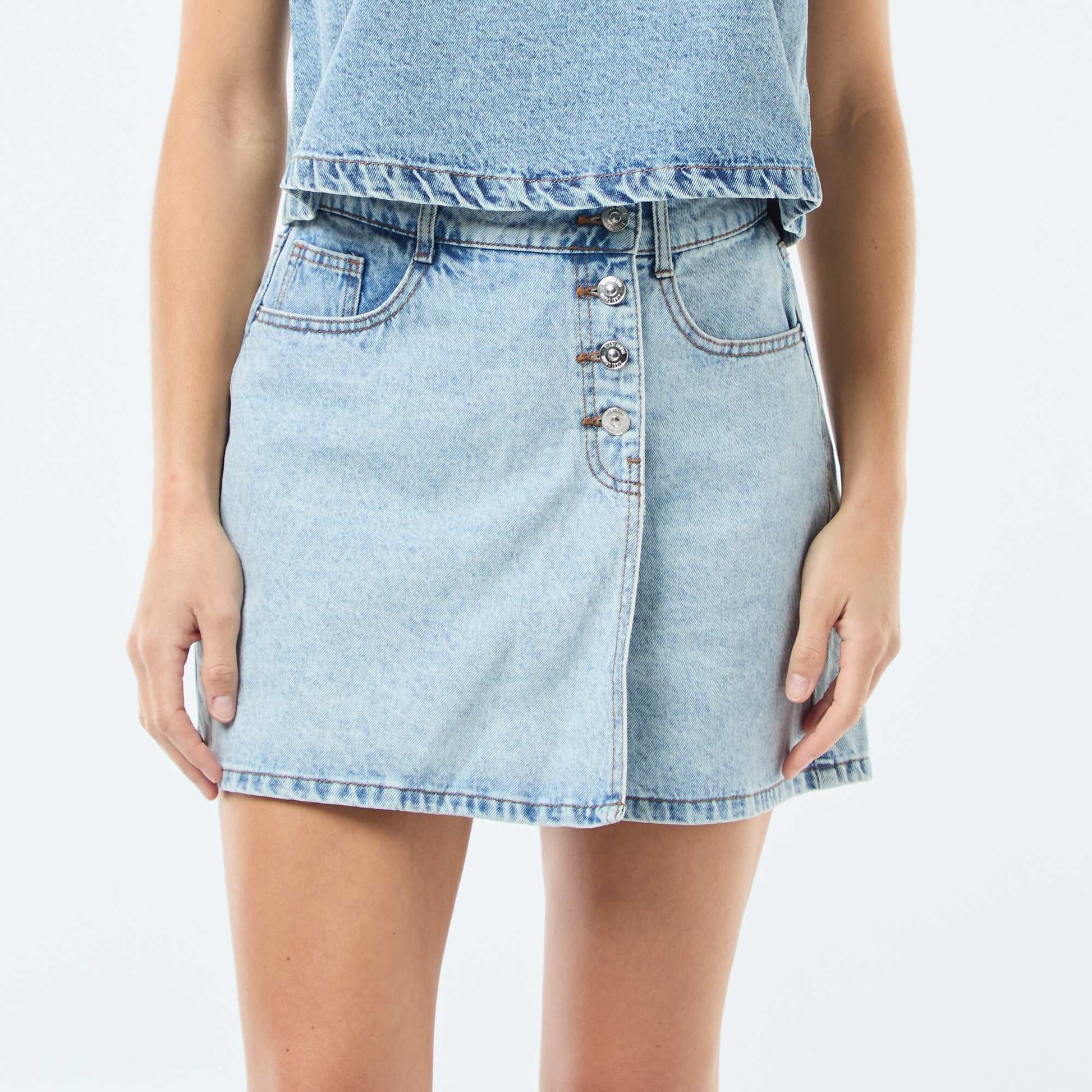 Short court en coton uni BLEU