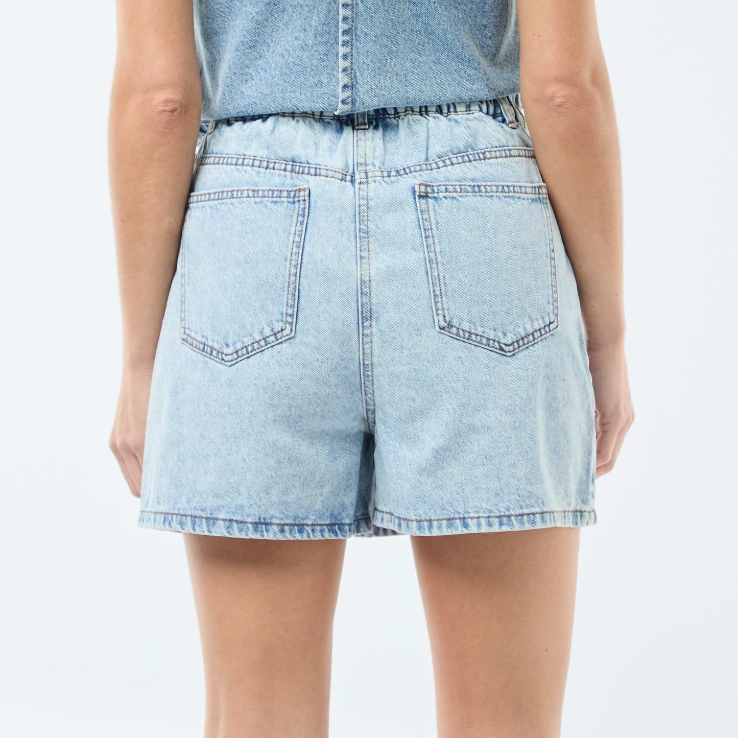Short court en coton uni BLEU