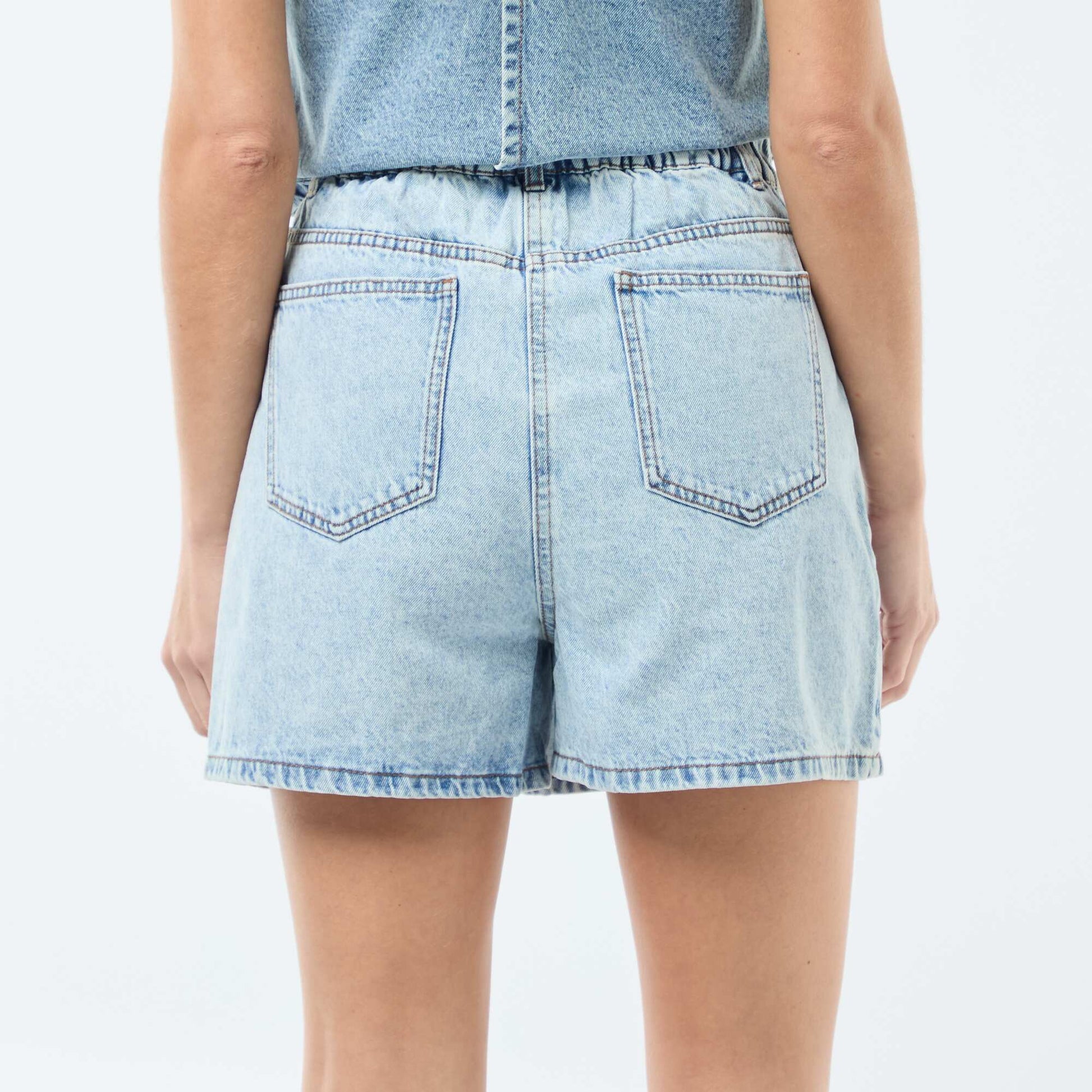 Short court en coton uni BLEU