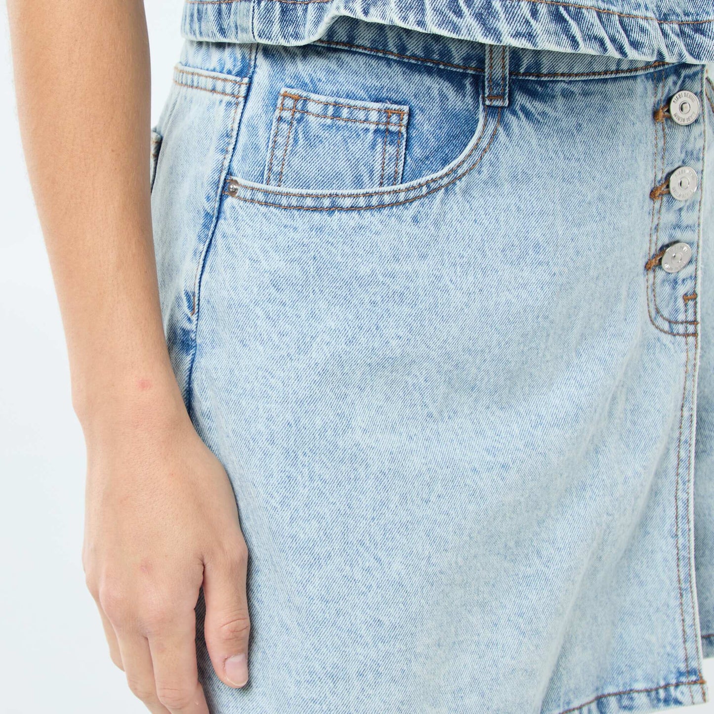 Short court en coton uni BLEU