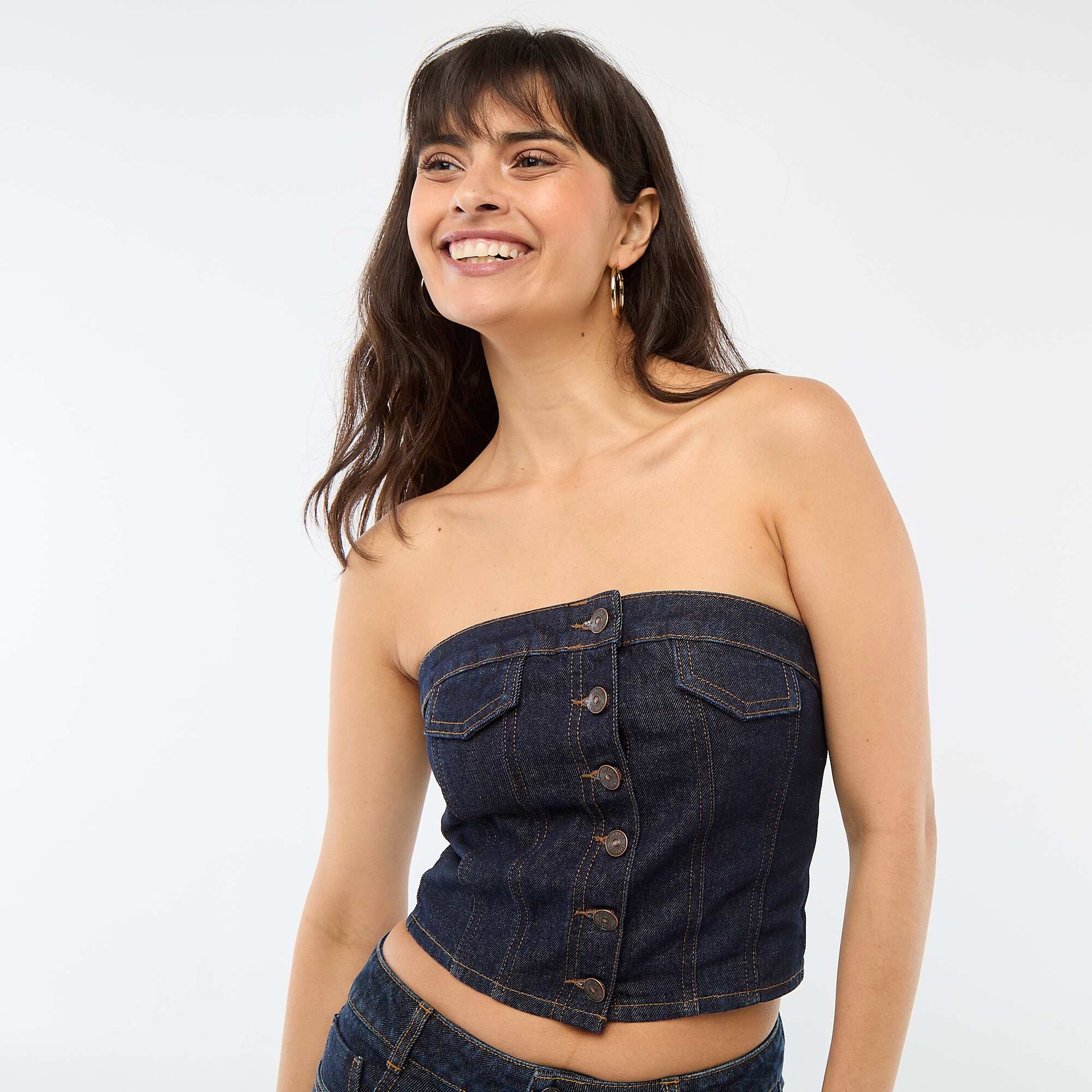 Top bustier en denim RINCE