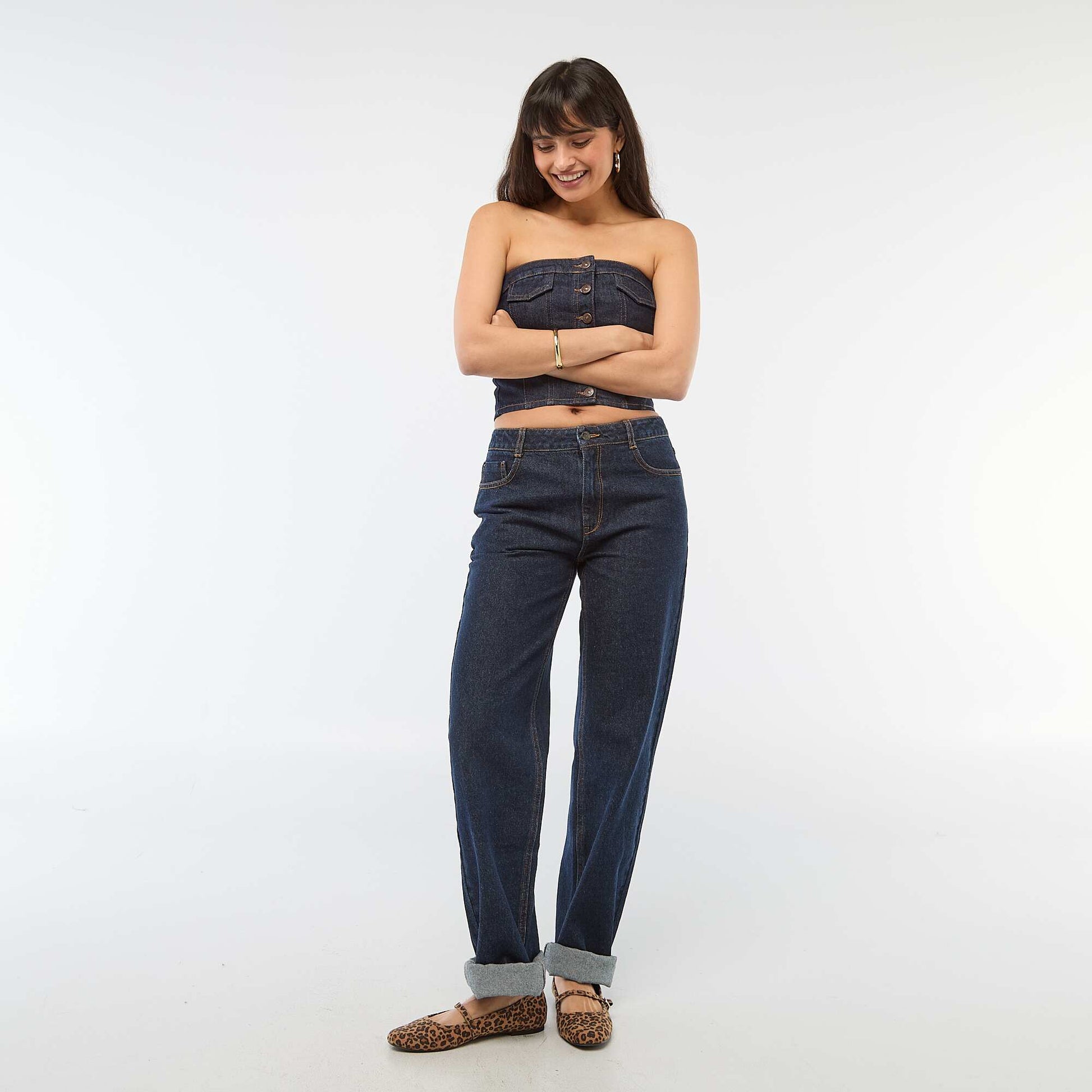 Top bustier en denim RINCE