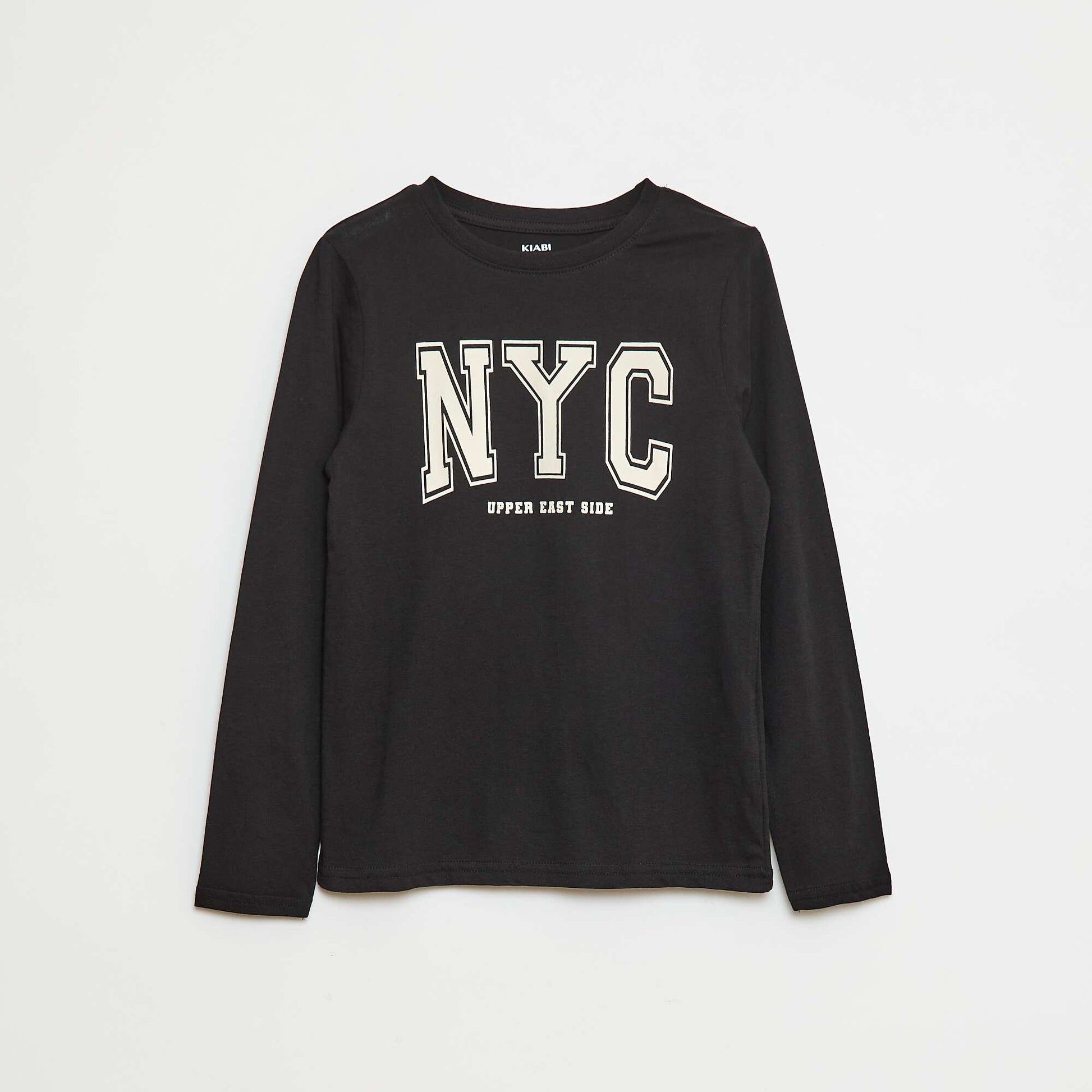 T-shirt imprimé fantaisie à manches longues NOIR