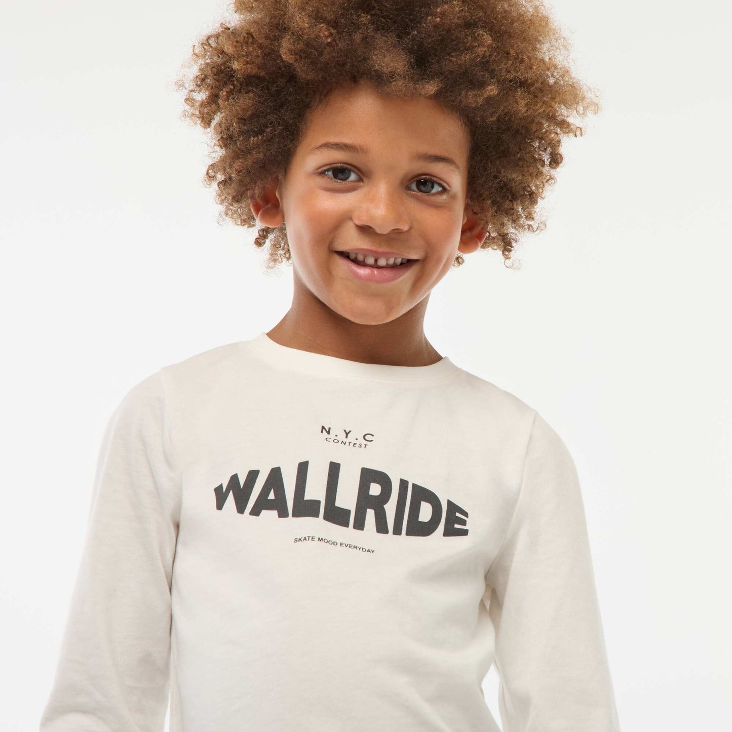 T-shirt imprimé fantaisie à manches longues BLANC