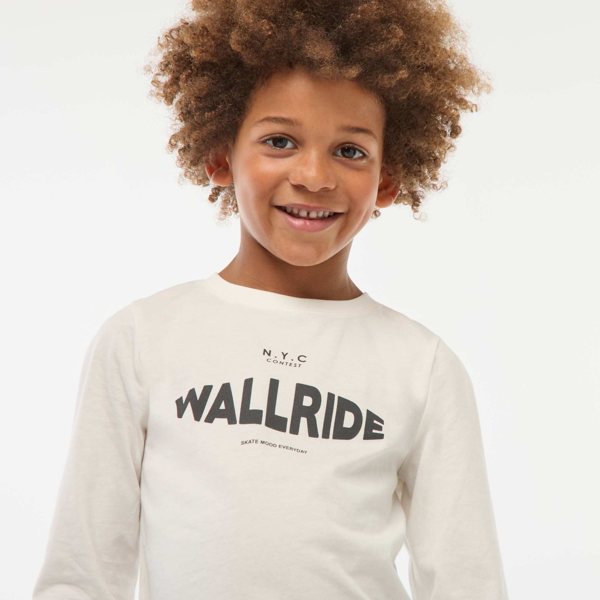 T-shirt imprimé fantaisie à manches longues BLANC