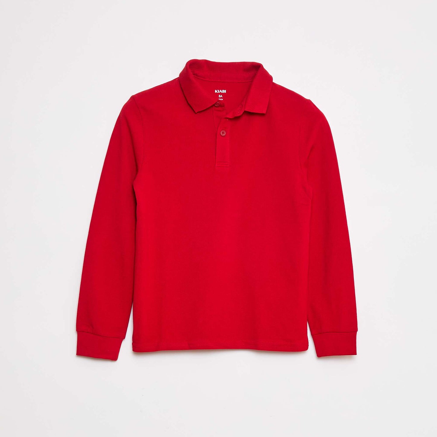 Polo manches longues en maille piquée ROUGE