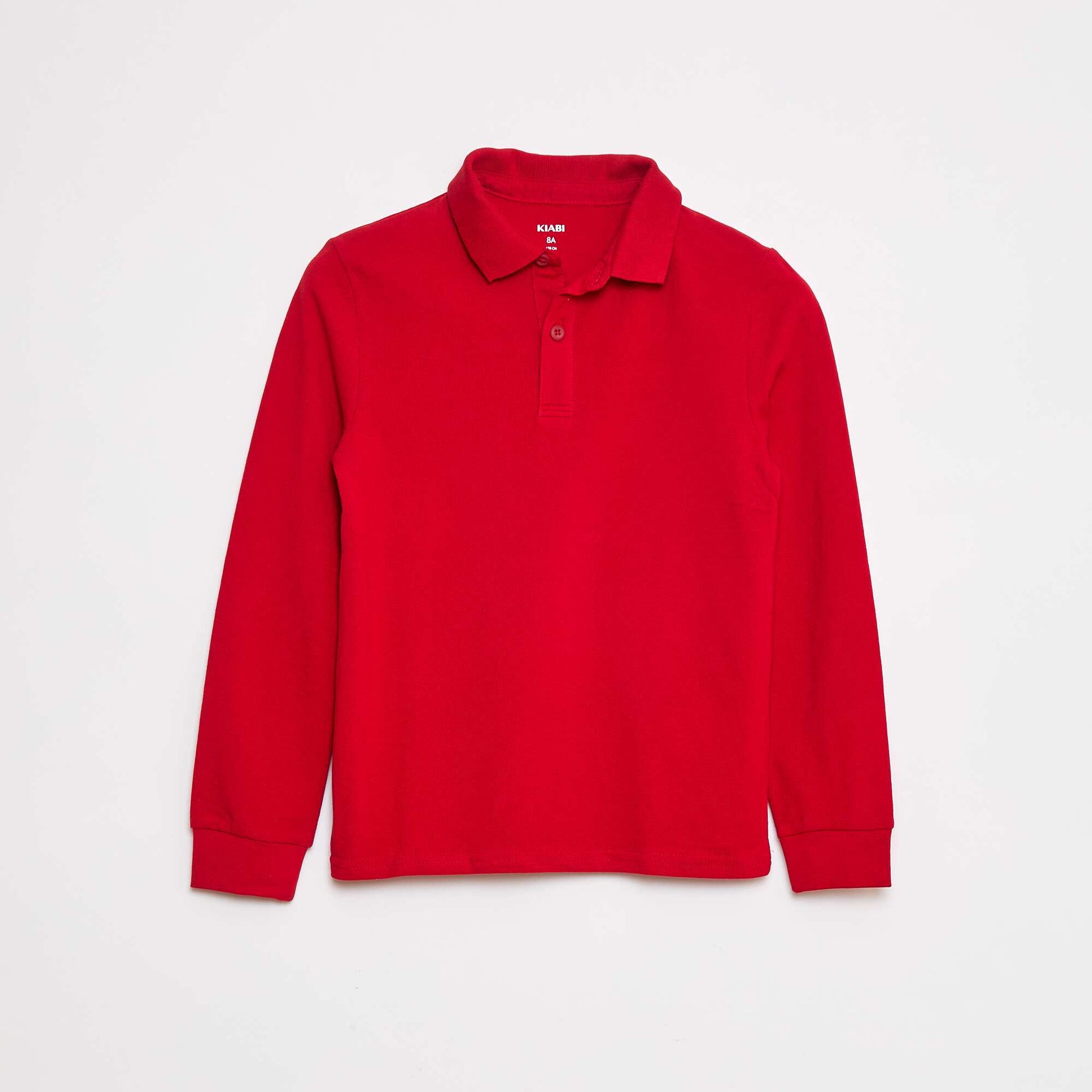 Polo manches longues en maille piquée ROUGE