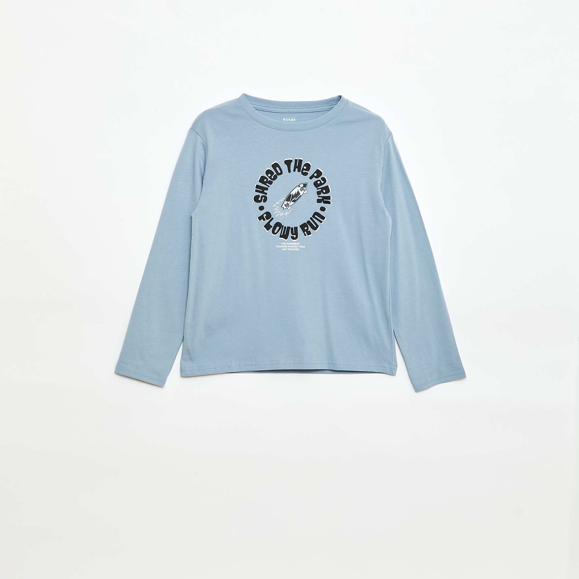 T-shirt imprimé à manches longues BLEU