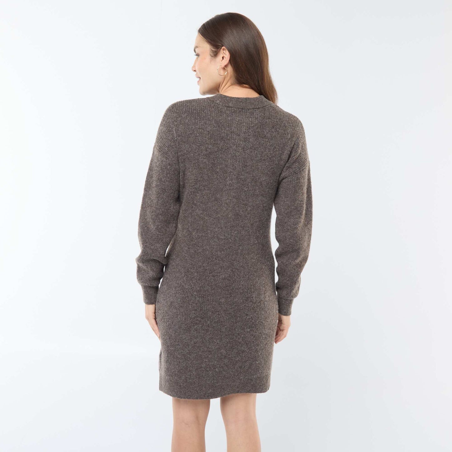 Robe pull d'allaitement à ouverture boutonnée MARRON