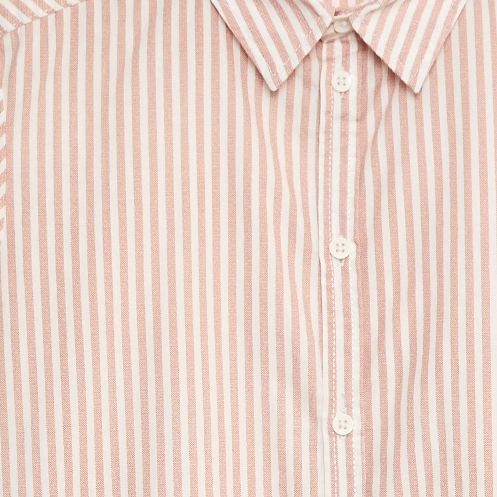 Chemise manches courtes rayée MARRON