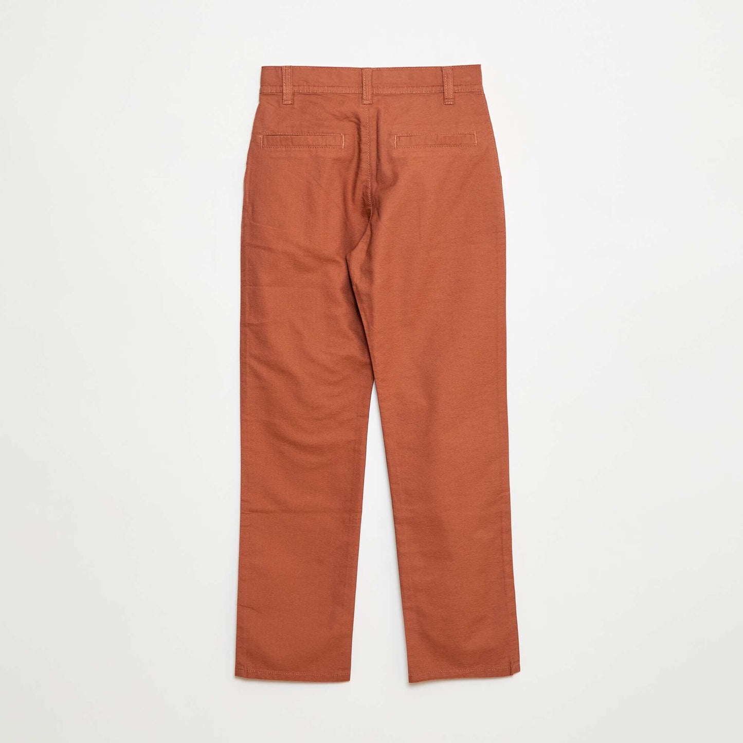 Pantalon léger effet lin en oxford BRIQUE