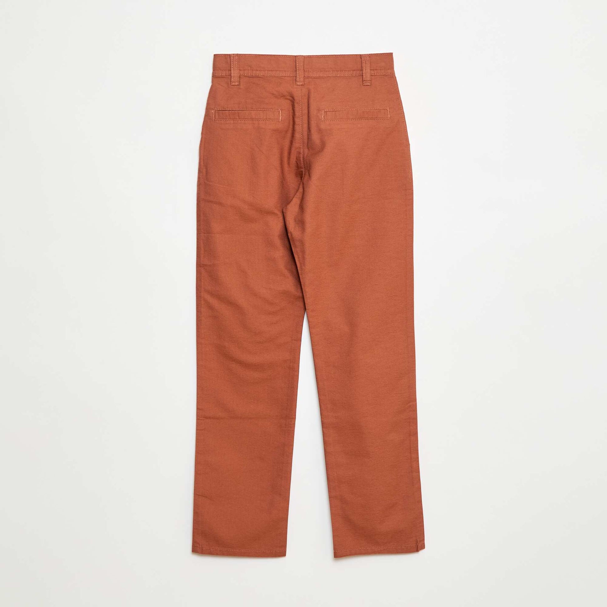 Pantalon léger effet lin en oxford BRIQUE