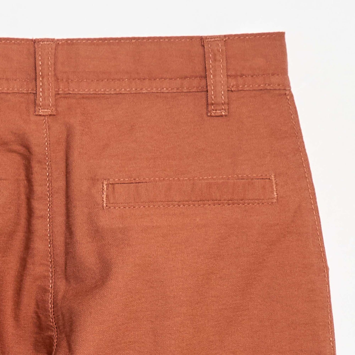 Pantalon léger effet lin en oxford BRIQUE