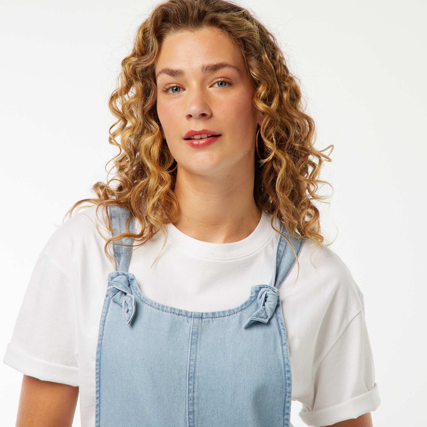 Salopette short avec bretelles nouées BLEU