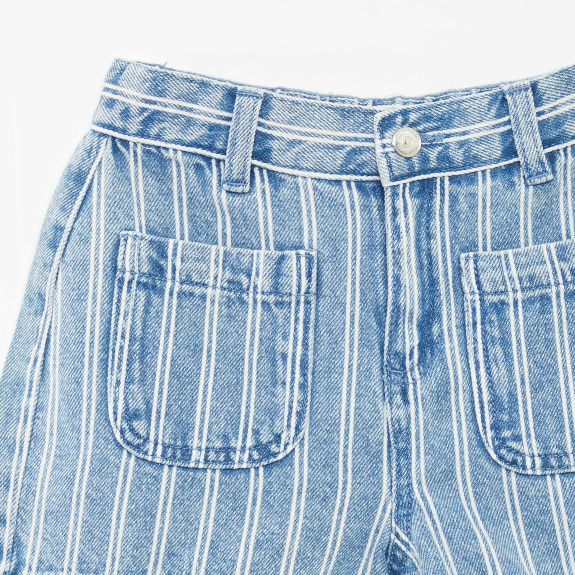 Short en jean taille haute BLEU RAYé