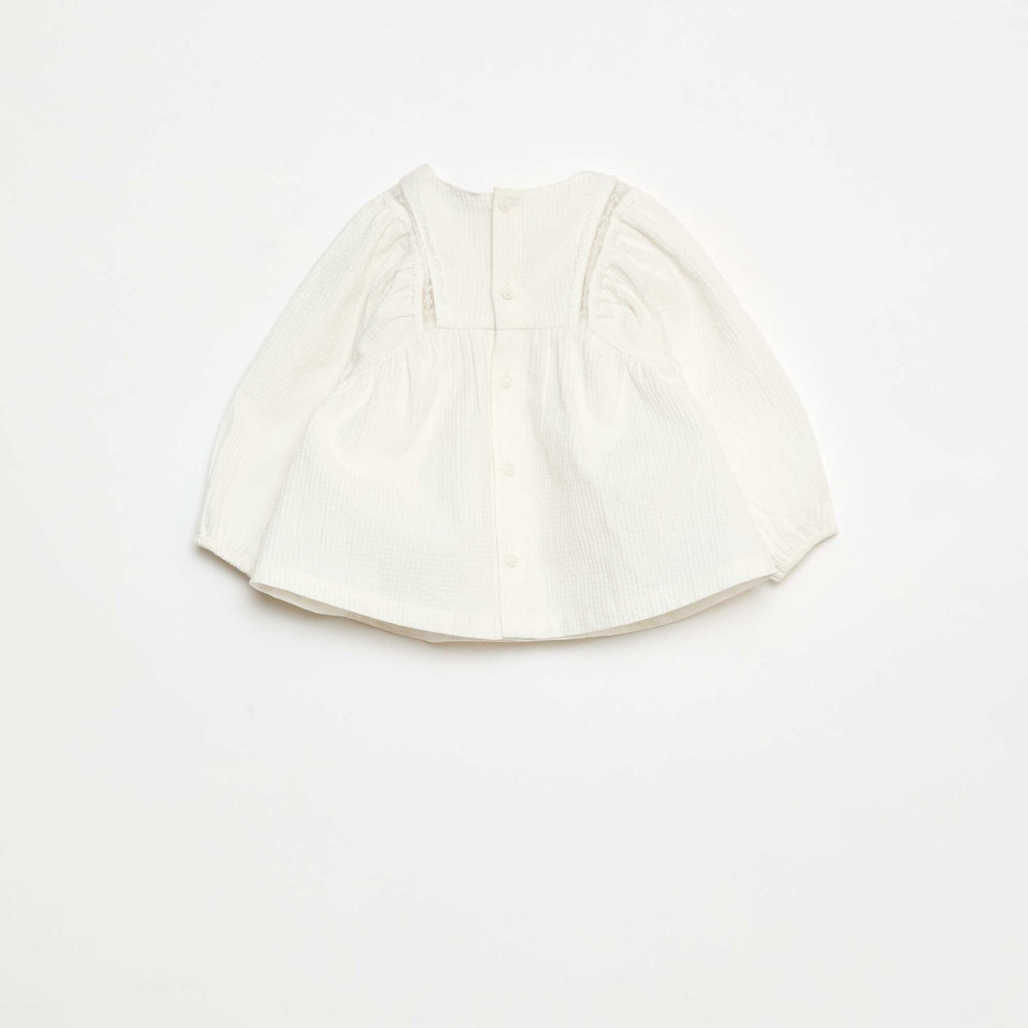 Blouse en dobby avec empiècement dentelle CRèME