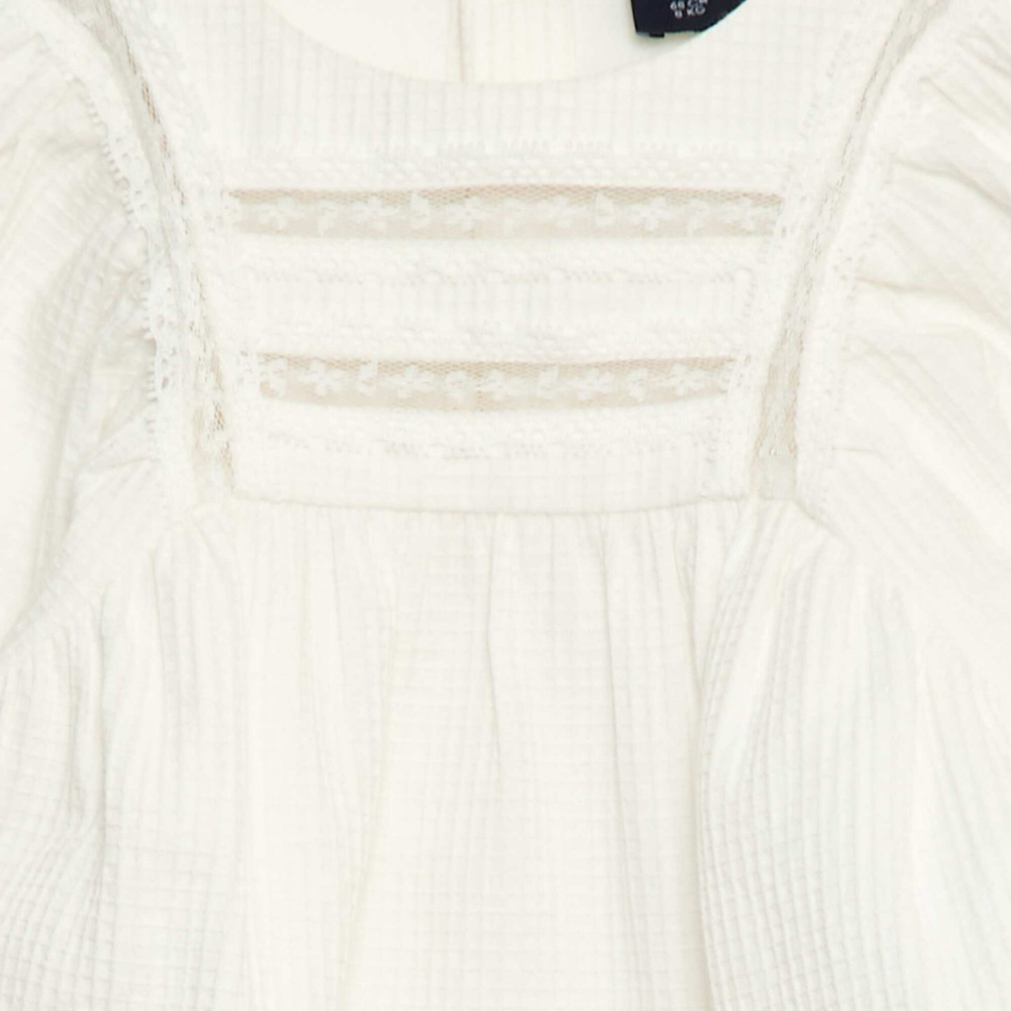 Blouse en dobby avec empiècement dentelle CRèME