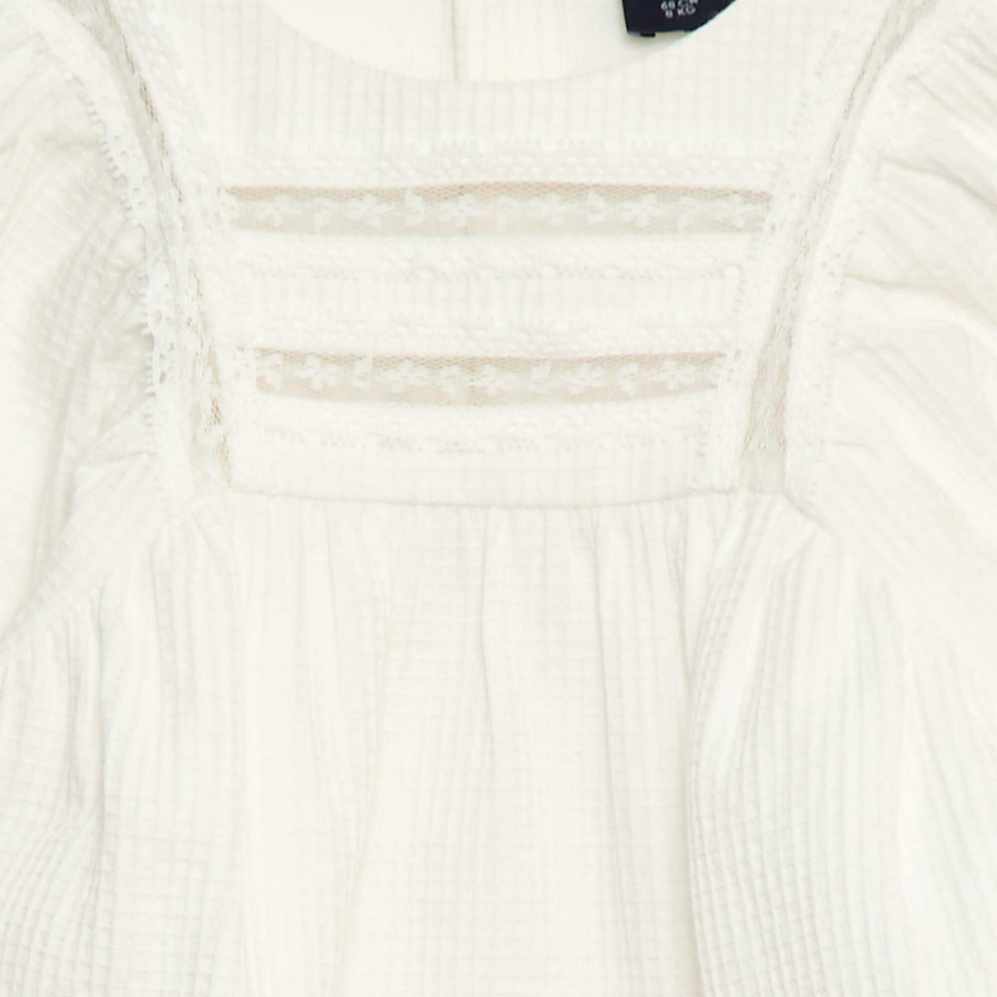 Blouse en dobby avec empiècement dentelle CRèME