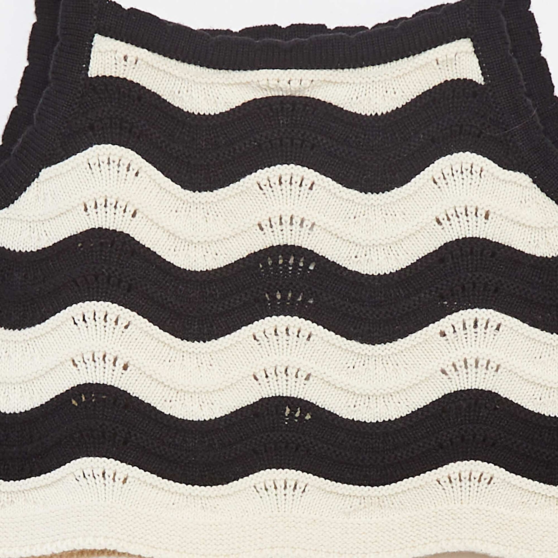 Débardeur rayé en maille crochet BLANC/NOIR