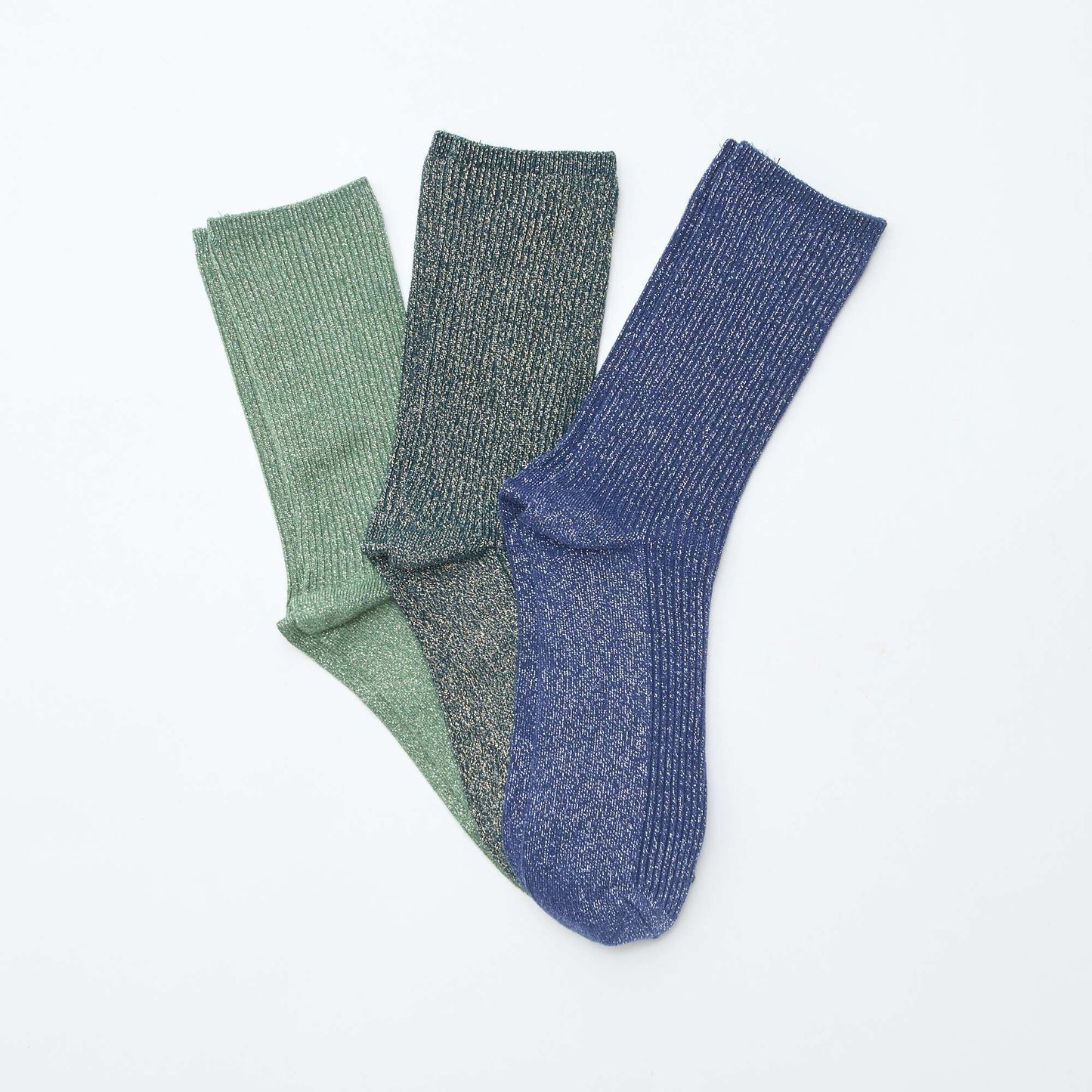 Lot de 3 chaussettes à pailettes en coton VERT