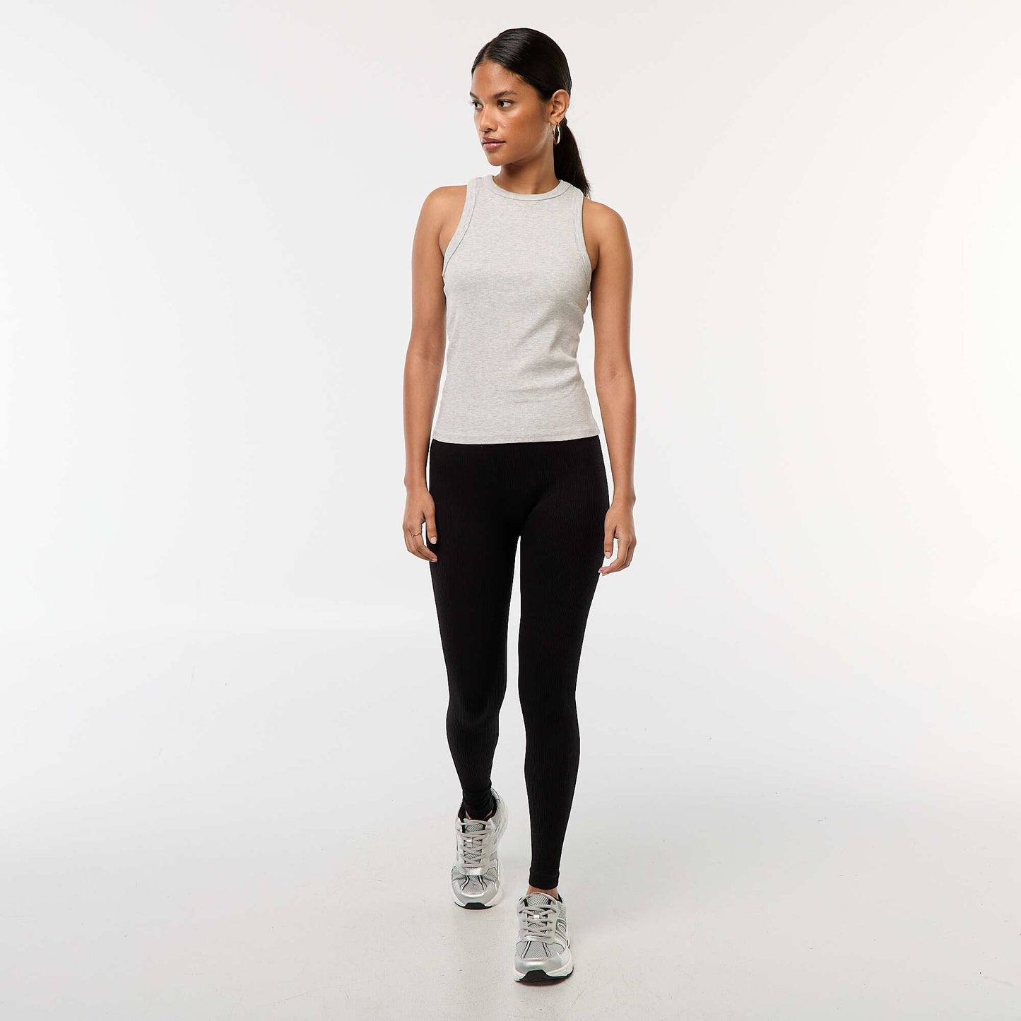 Maille stretch côtelée sans couture NOIR