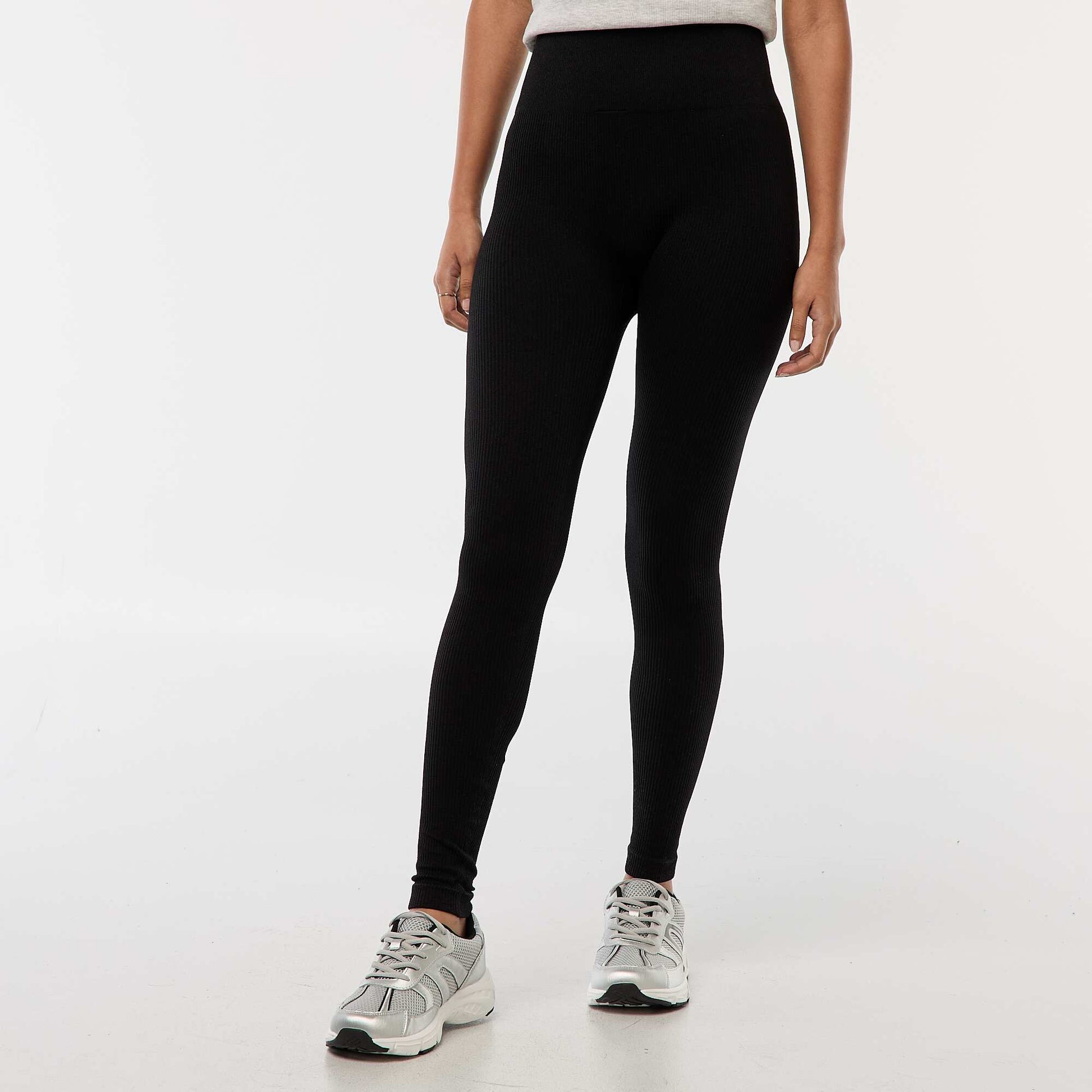 Maille stretch côtelée sans couture NOIR
