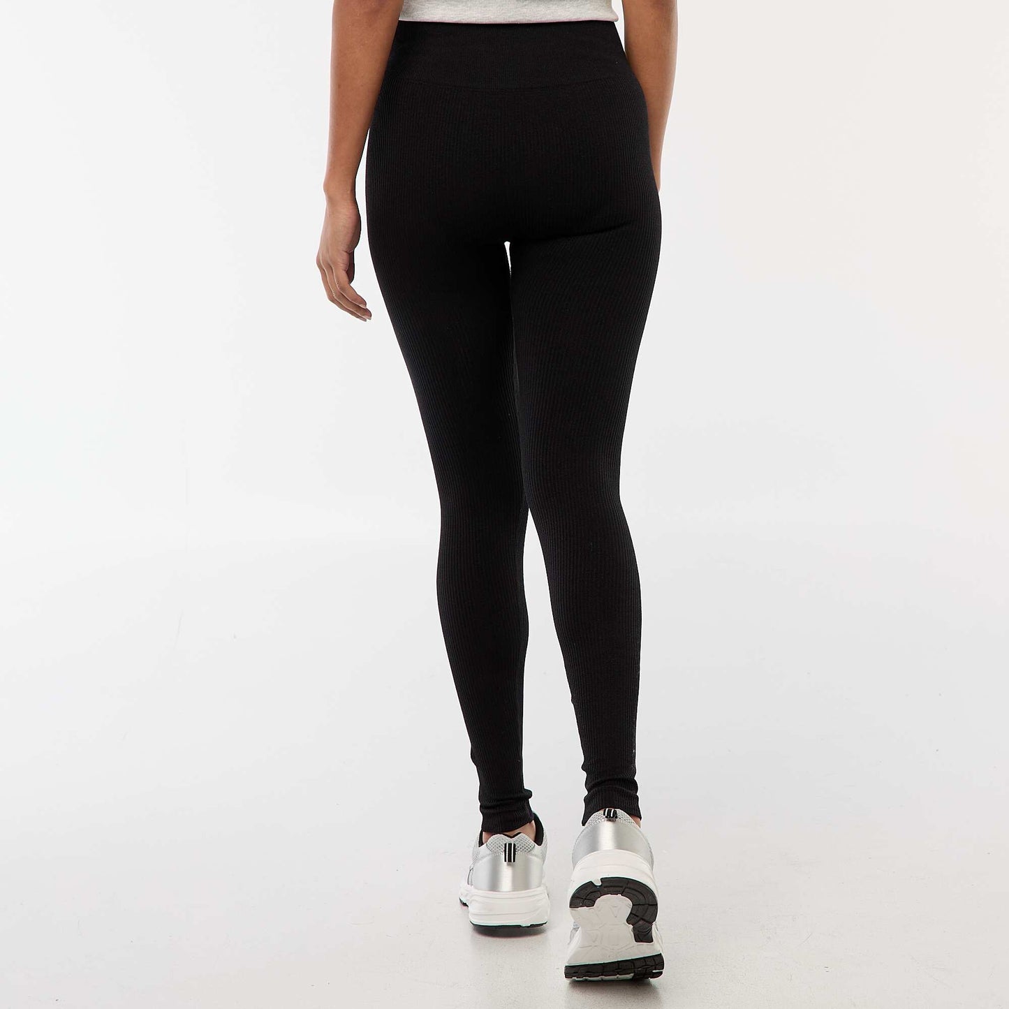 Maille stretch côtelée sans couture NOIR