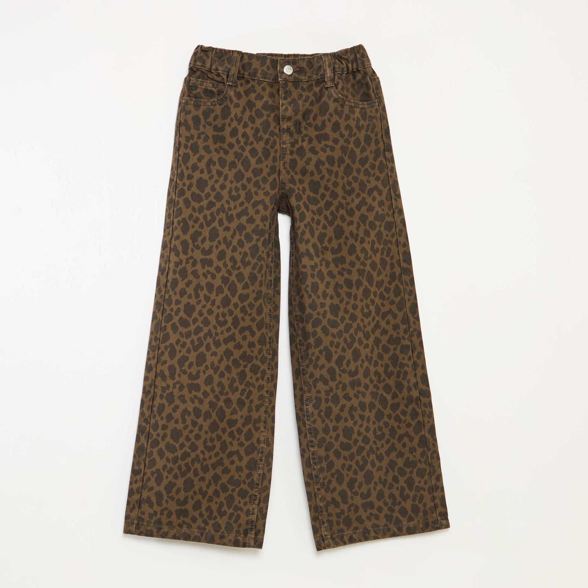 Pantalon large à 5 poches en denim MARRON