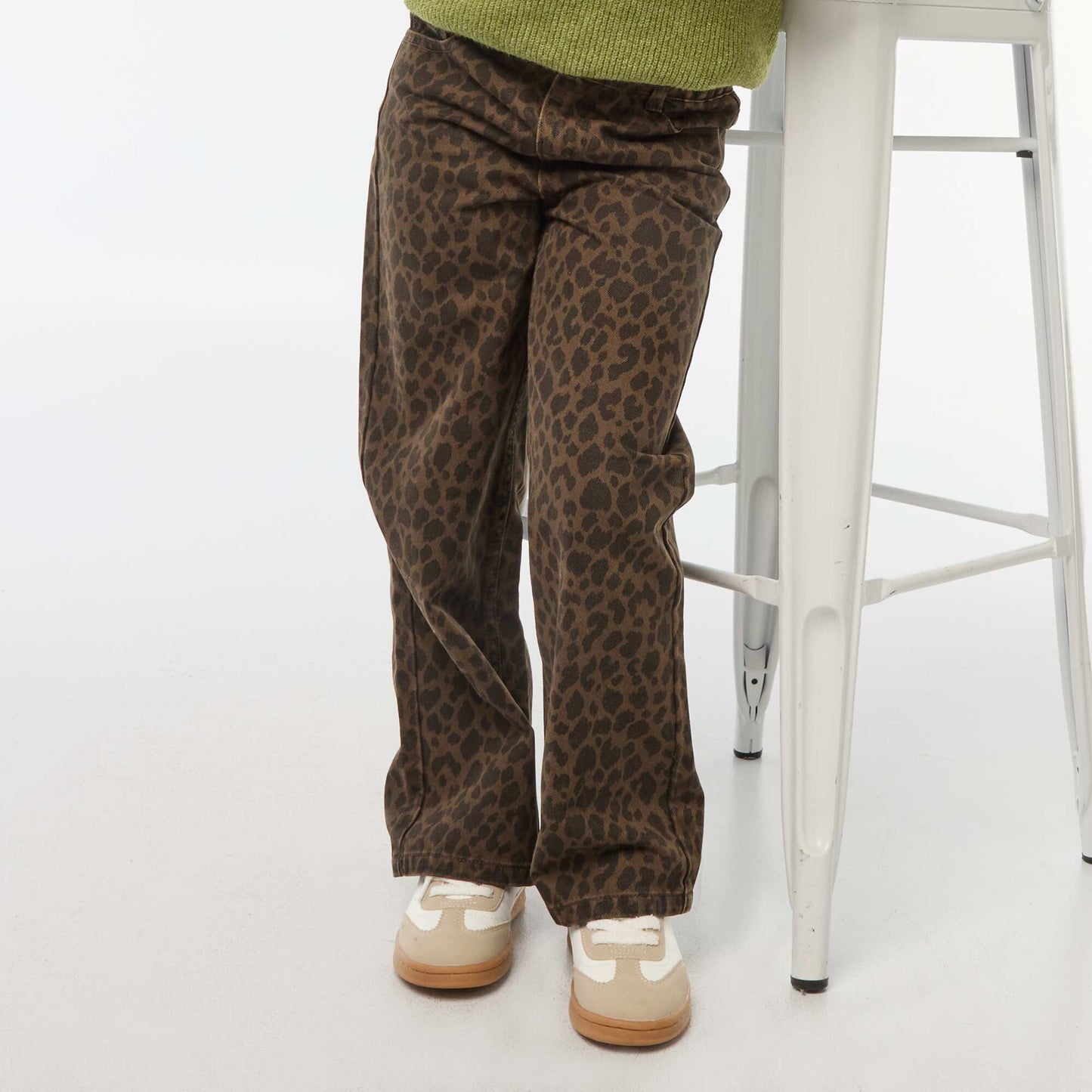 Pantalon large à 5 poches en denim MARRON