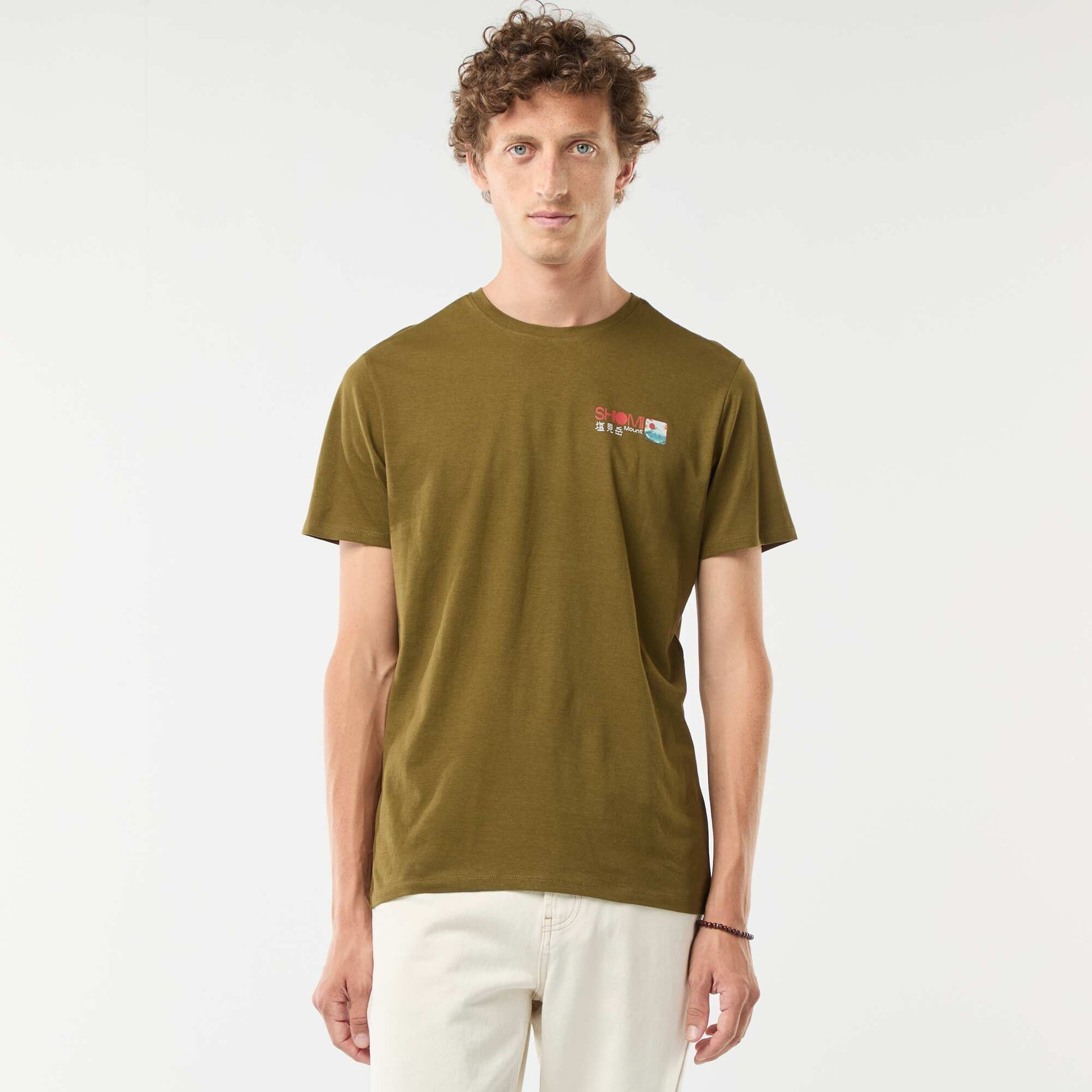 T-shirt imprimé à manches courtes et col rond VERT