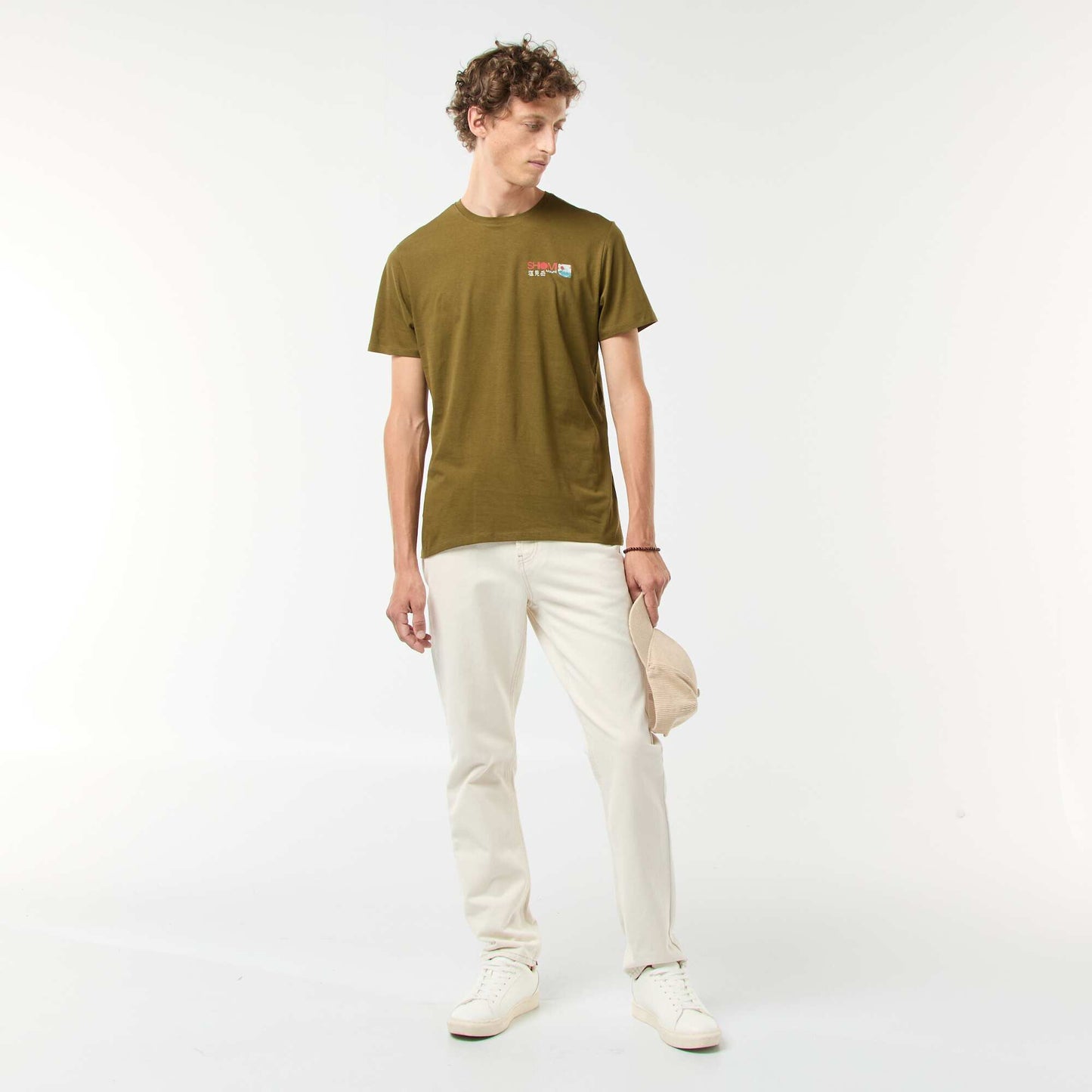 T-shirt imprimé à manches courtes et col rond VERT