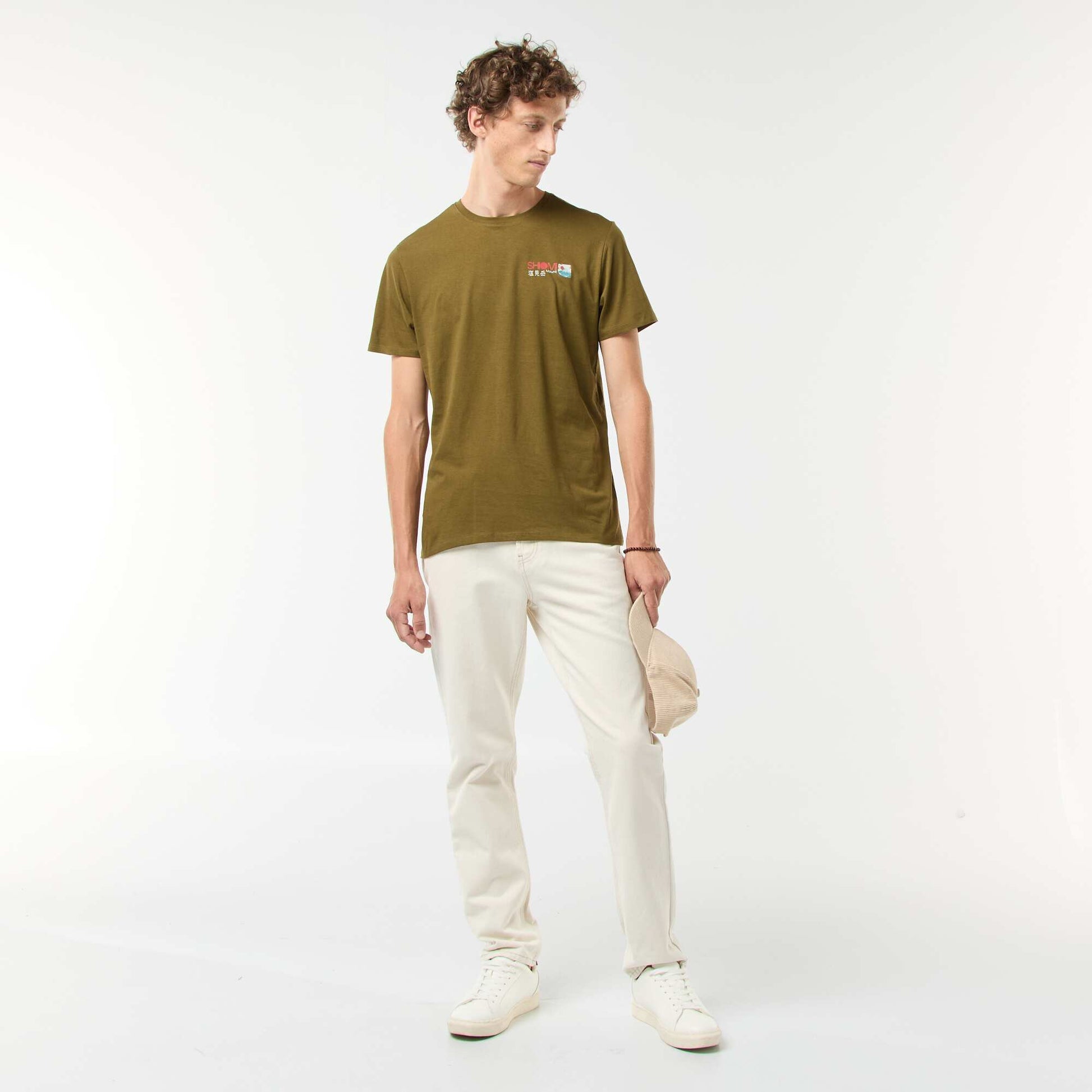 T-shirt imprimé à manches courtes et col rond VERT