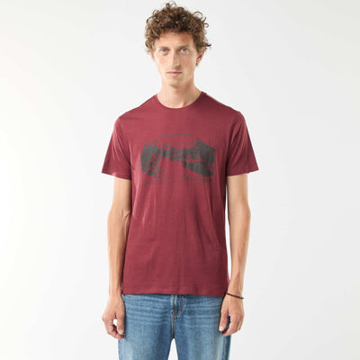 T-shirt imprimé à manches courtes et col rond ROUGE