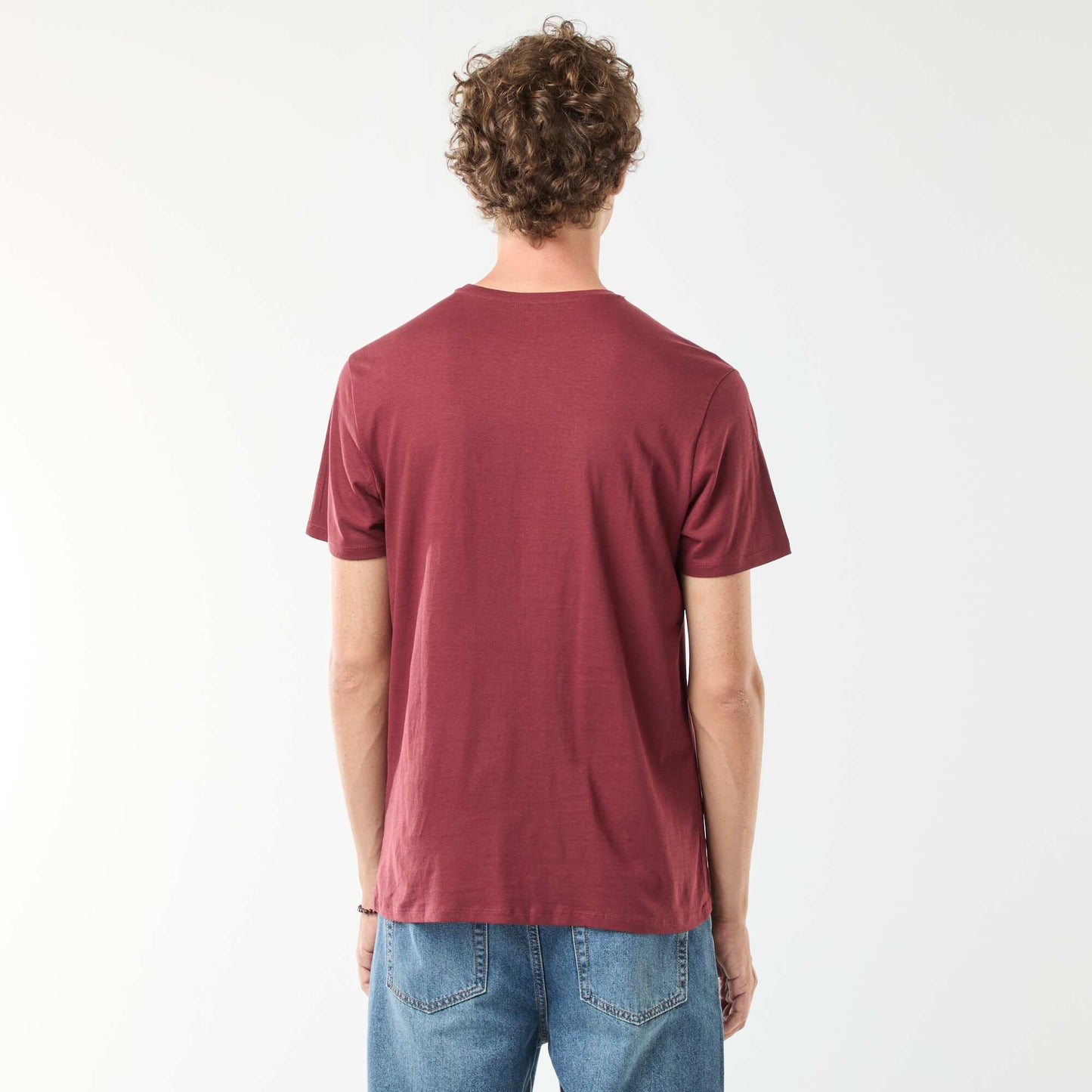 T-shirt imprimé à manches courtes et col rond ROUGE