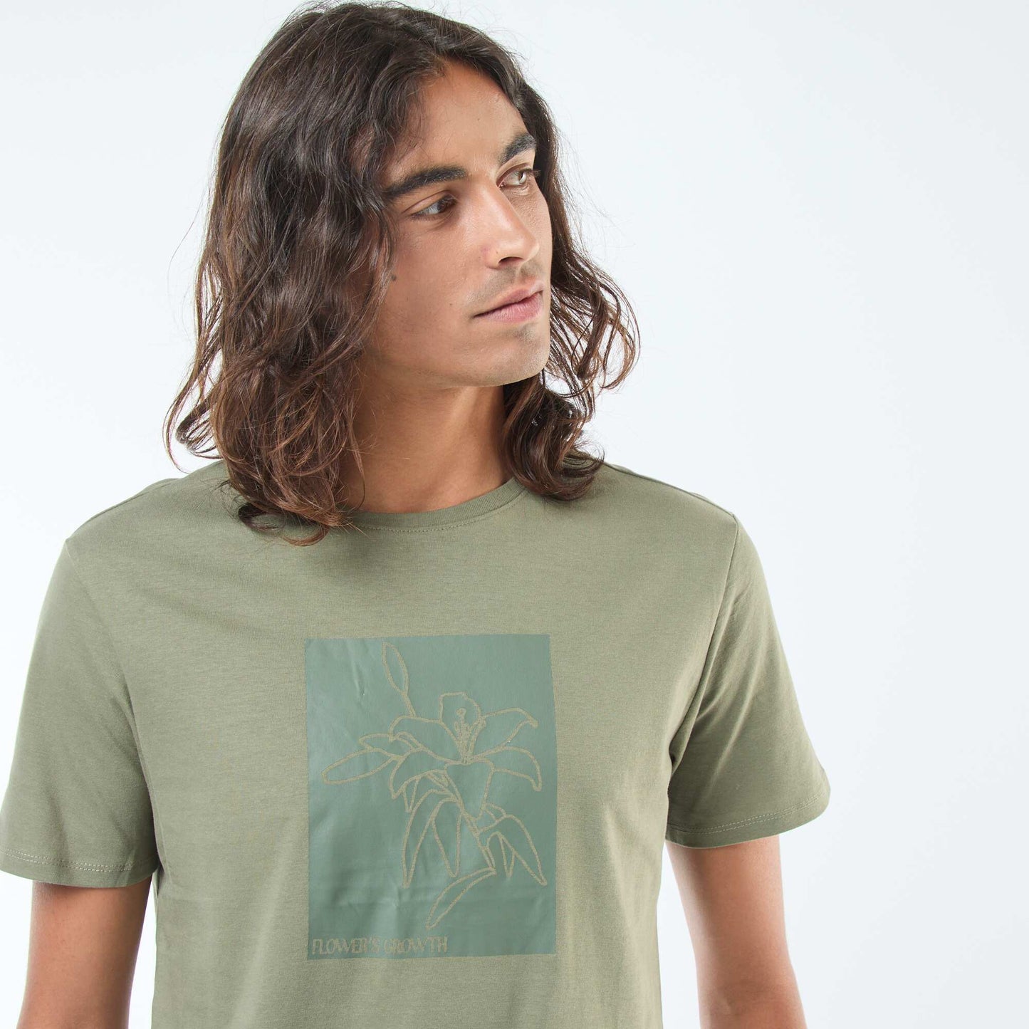 T-shirt imprimé à manches courtes et col rond VERT