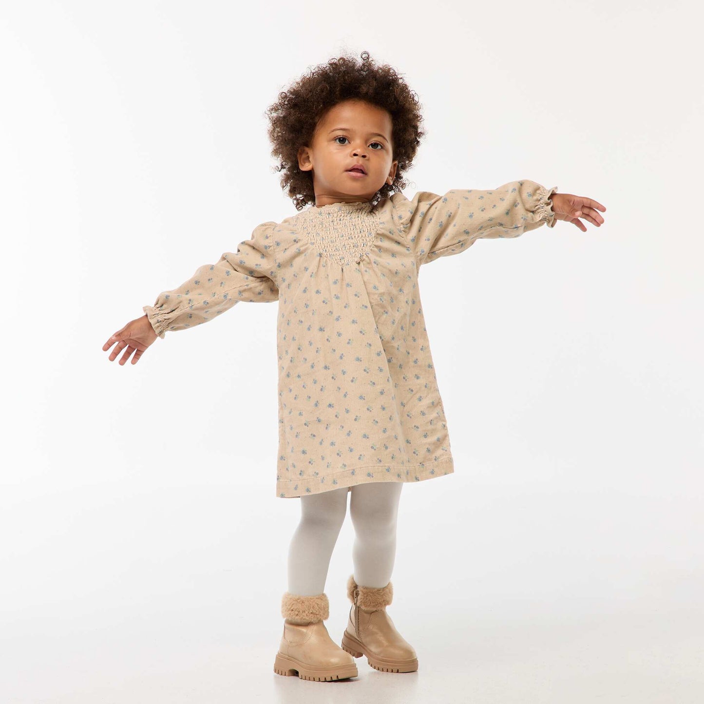 Robe à motif en velours BEIGE