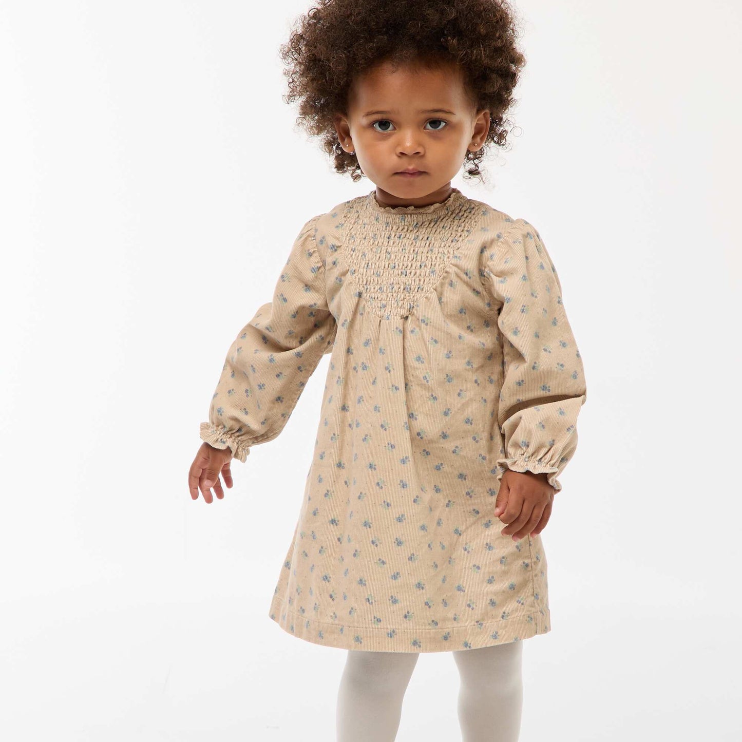 Robe à motif en velours BEIGE