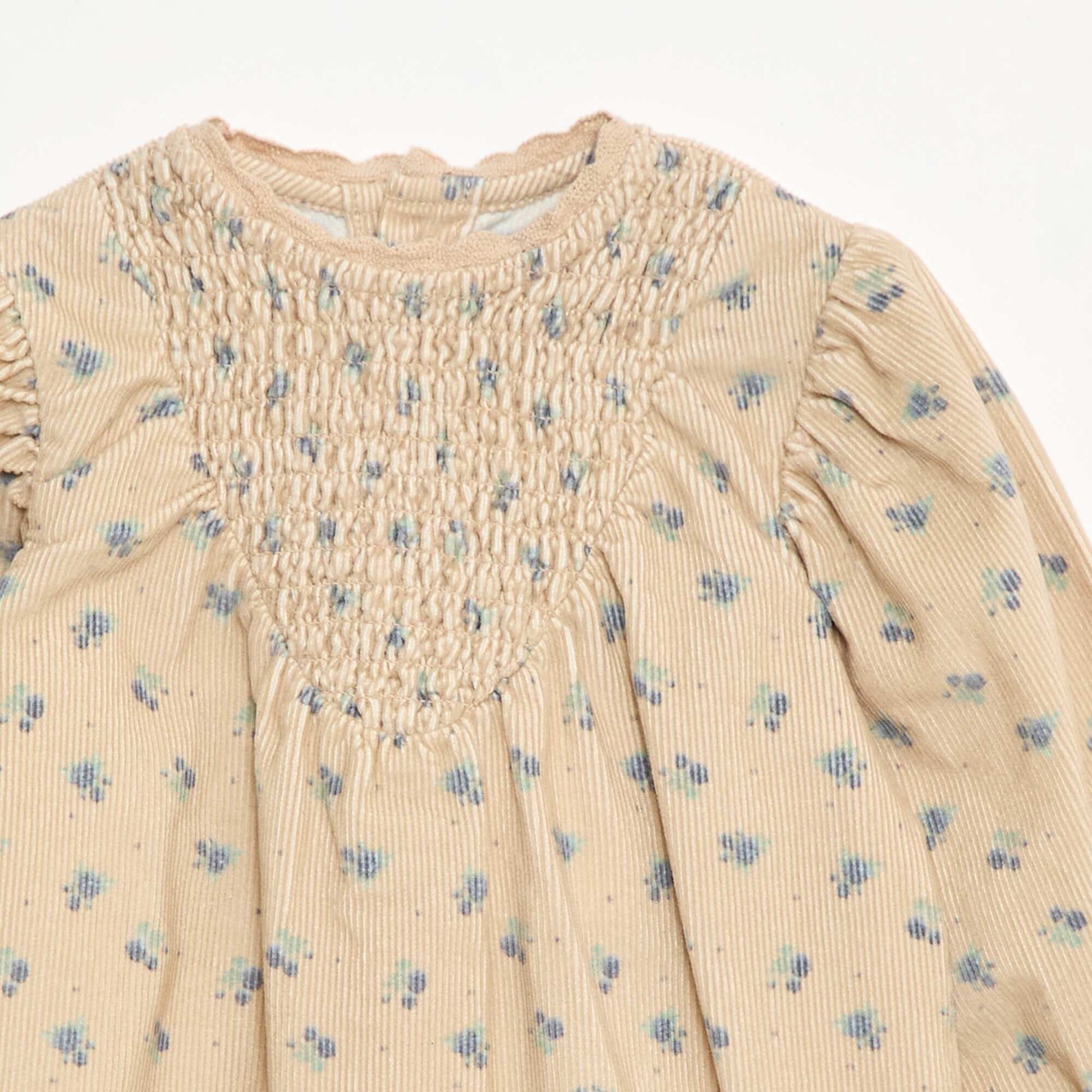 Robe à motif en velours BEIGE