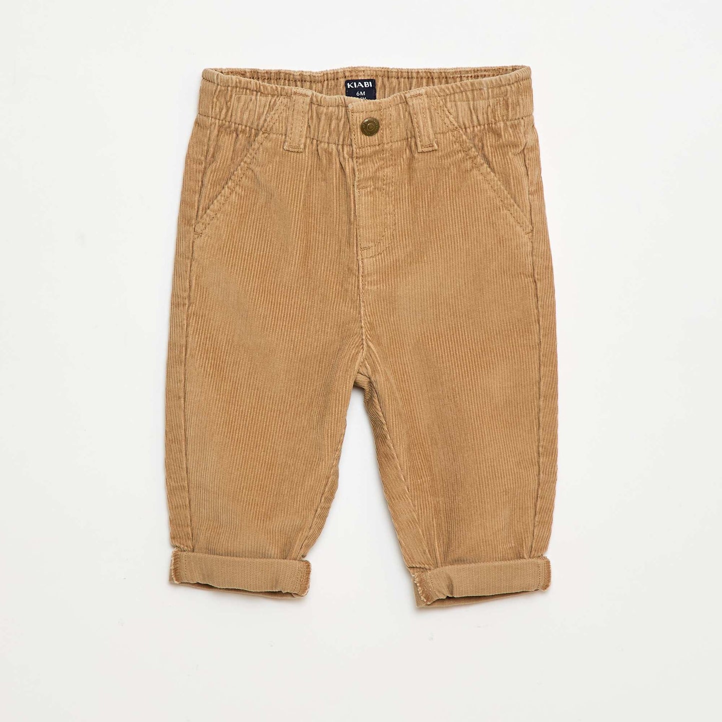 Pantalon paperbag en velours côtelé BEIGE