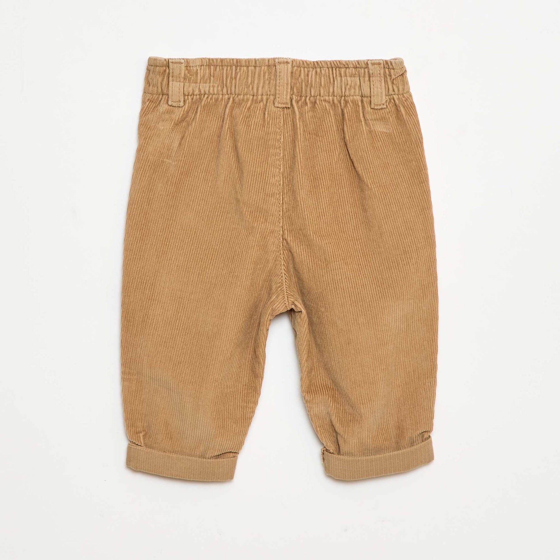 Pantalon paperbag en velours côtelé BEIGE