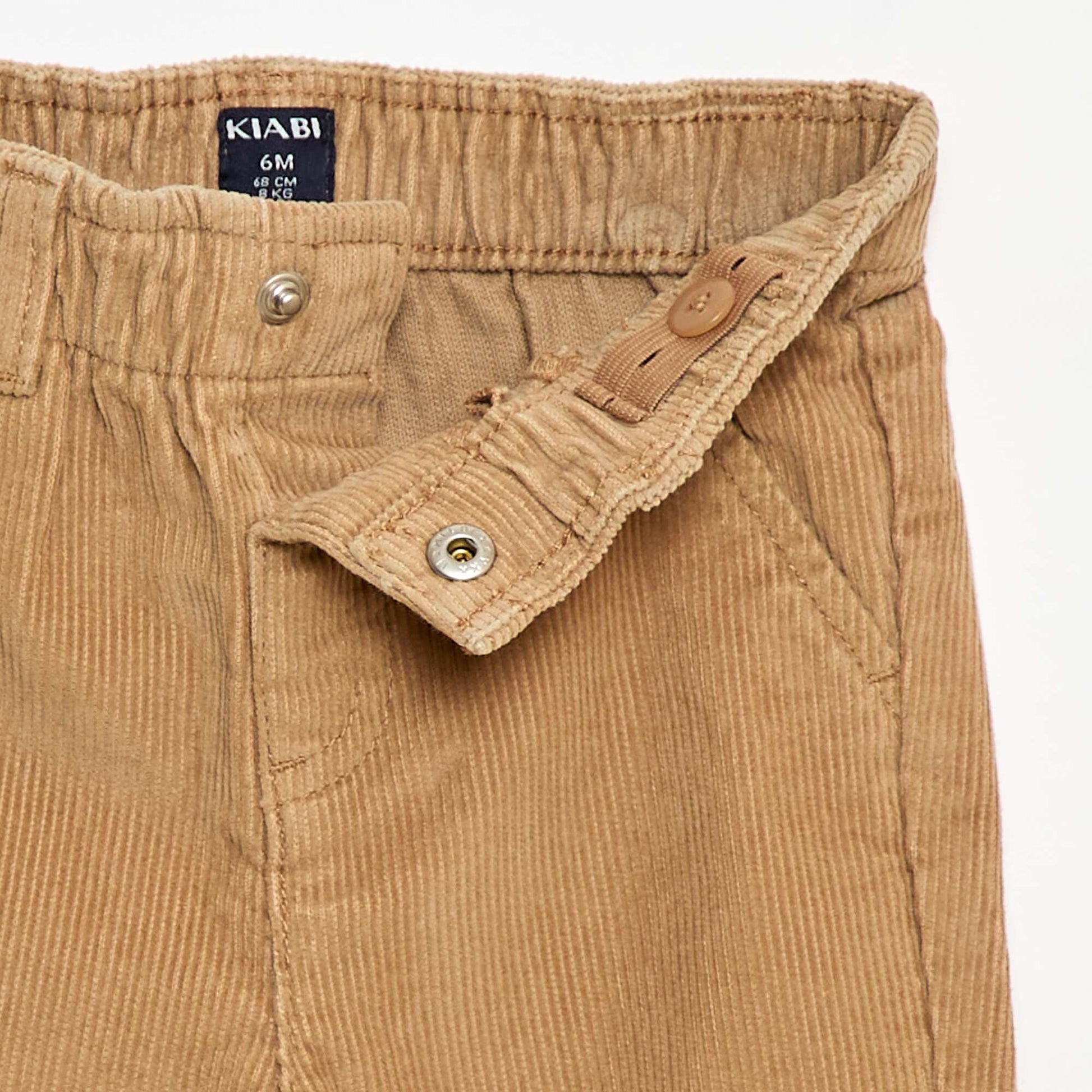 Pantalon paperbag en velours côtelé BEIGE