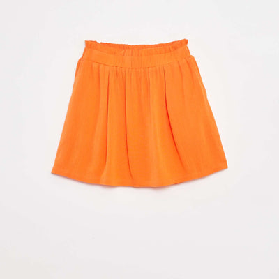 Jupe courte en matière crêpée ORANGE