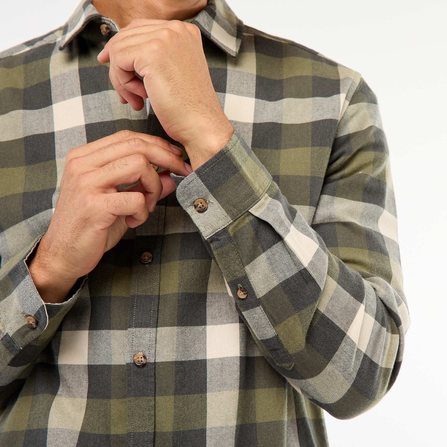 Chemise regular à carreaux KAKI