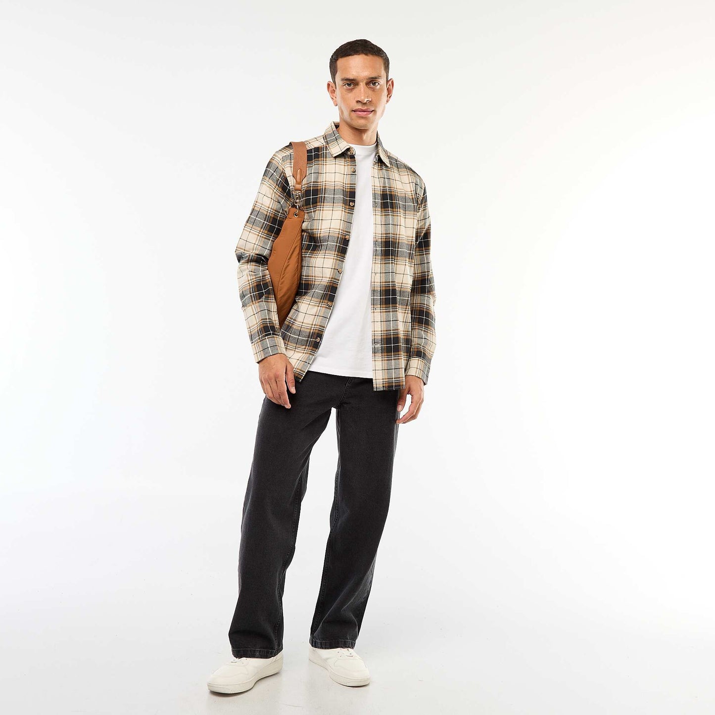 Chemise regular à carreaux BEIGE